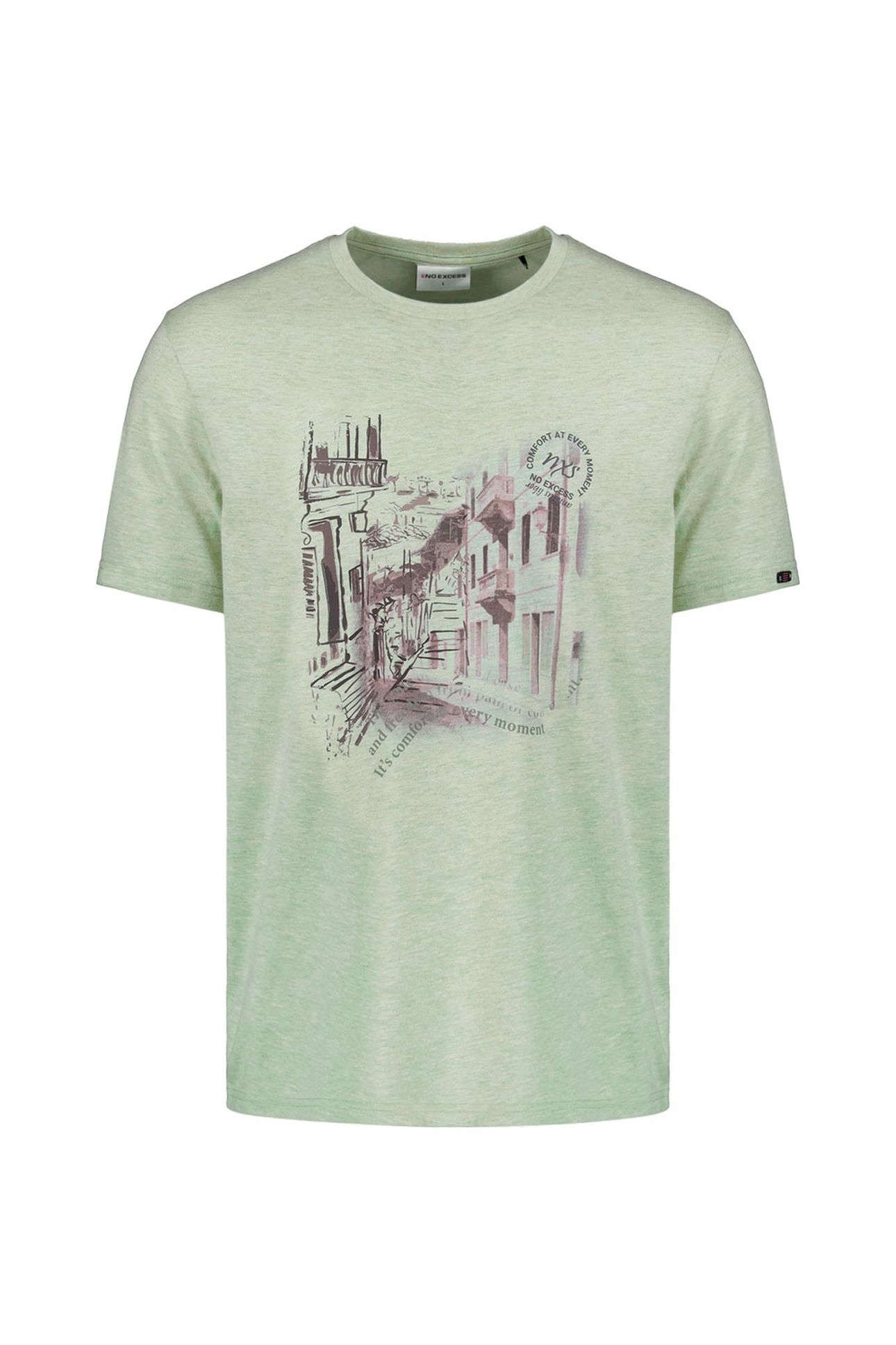 T-SHIRT CREWNECK MELANGE CHEST PRINT MINT 2