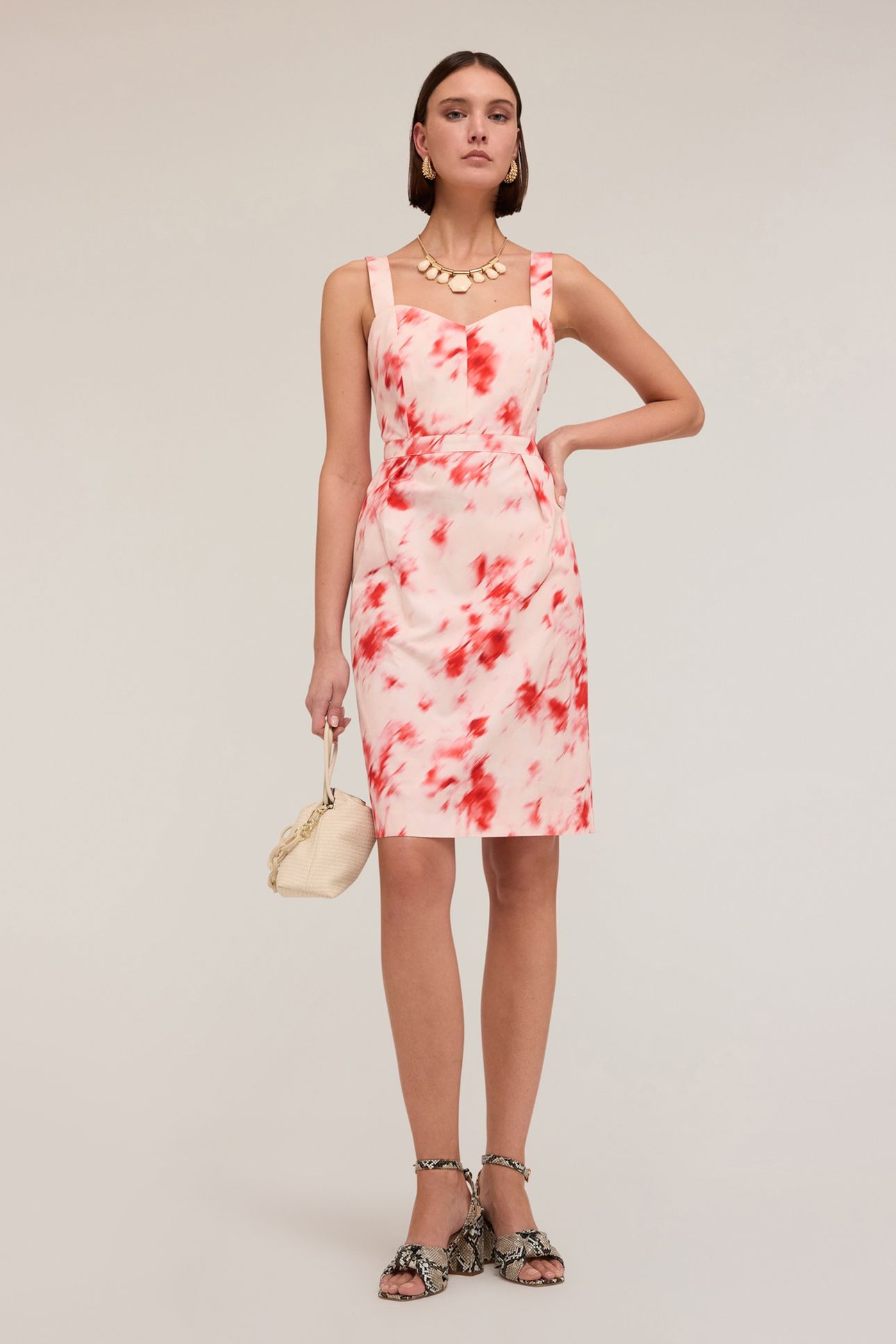 CHINÈ PATTERN BUSTIER DRESS RED 3