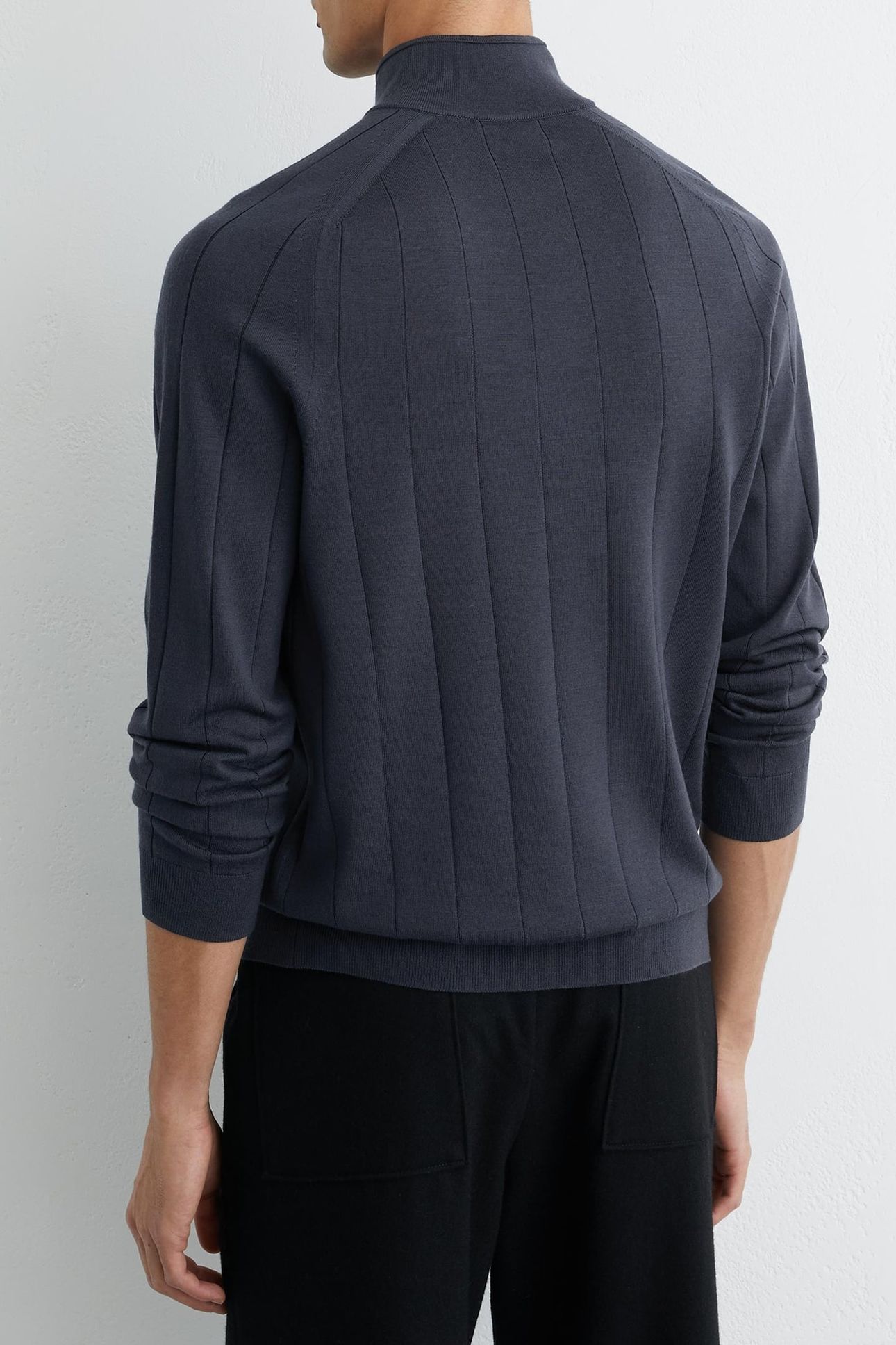 LS HALF ZIP FUNNEL WIDE RIB MERINO WOOL JUMPER AIRFORCE BLUE 3