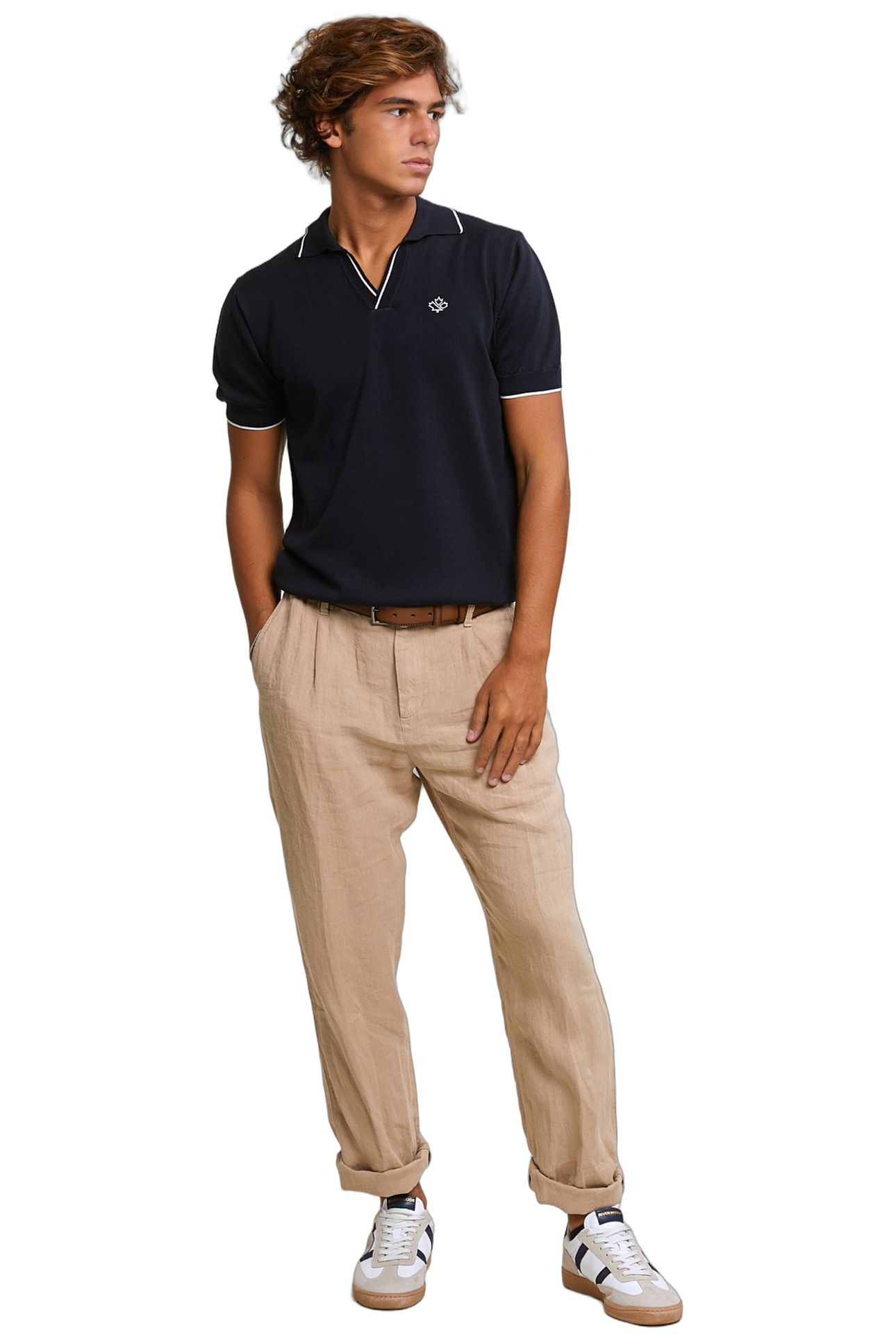 CUSTOM FIT PIMA COTTON POLO SWEATER SHORT SLEEVES DK NAVY 1
