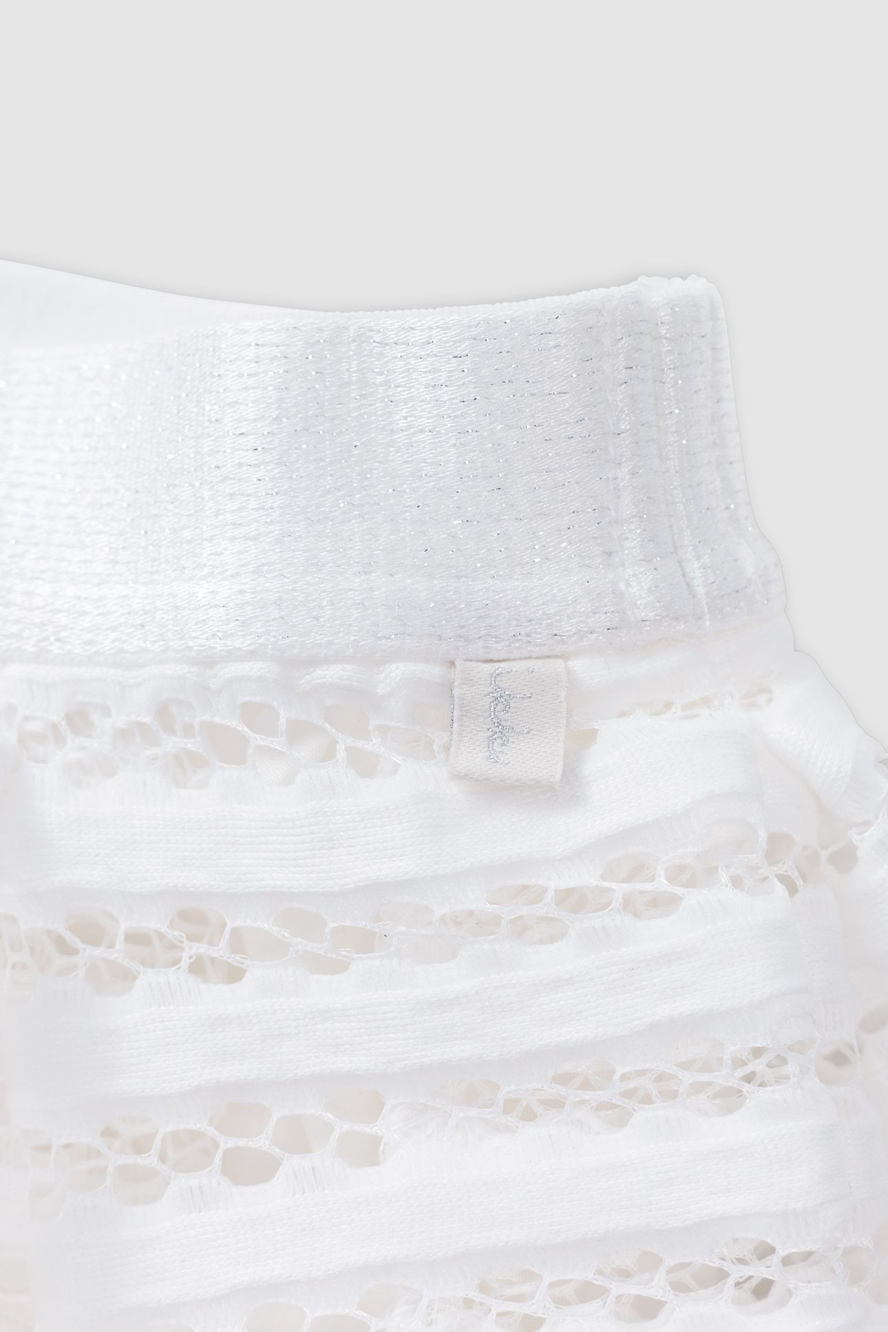 WHITE SKATER SKIRT WITH OPENWORK LACE STRIPES 6