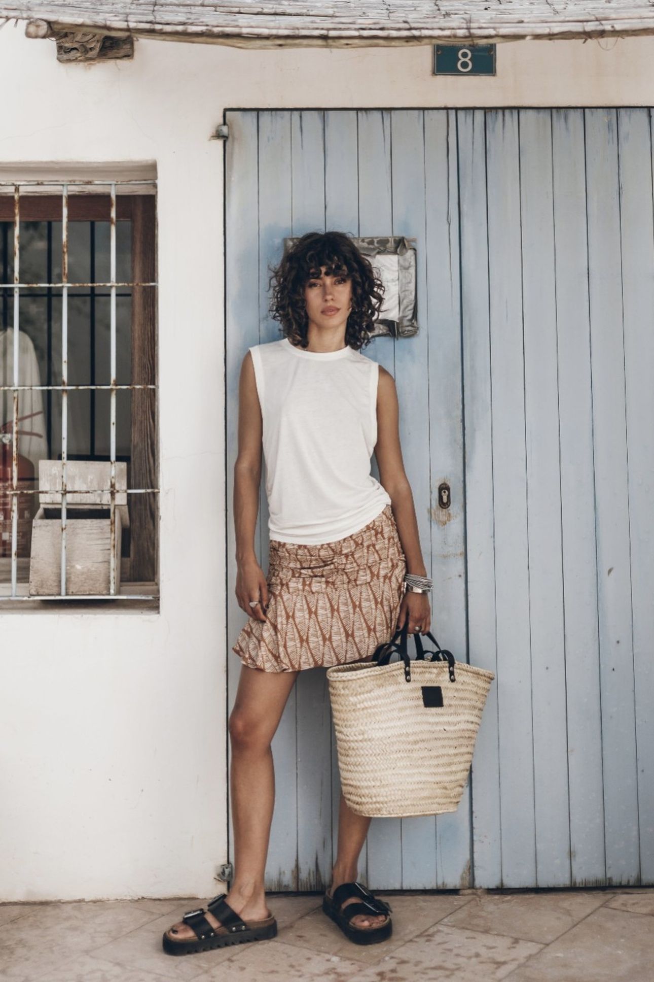 THE PRINTED DRAPED SKORT BROWN 1