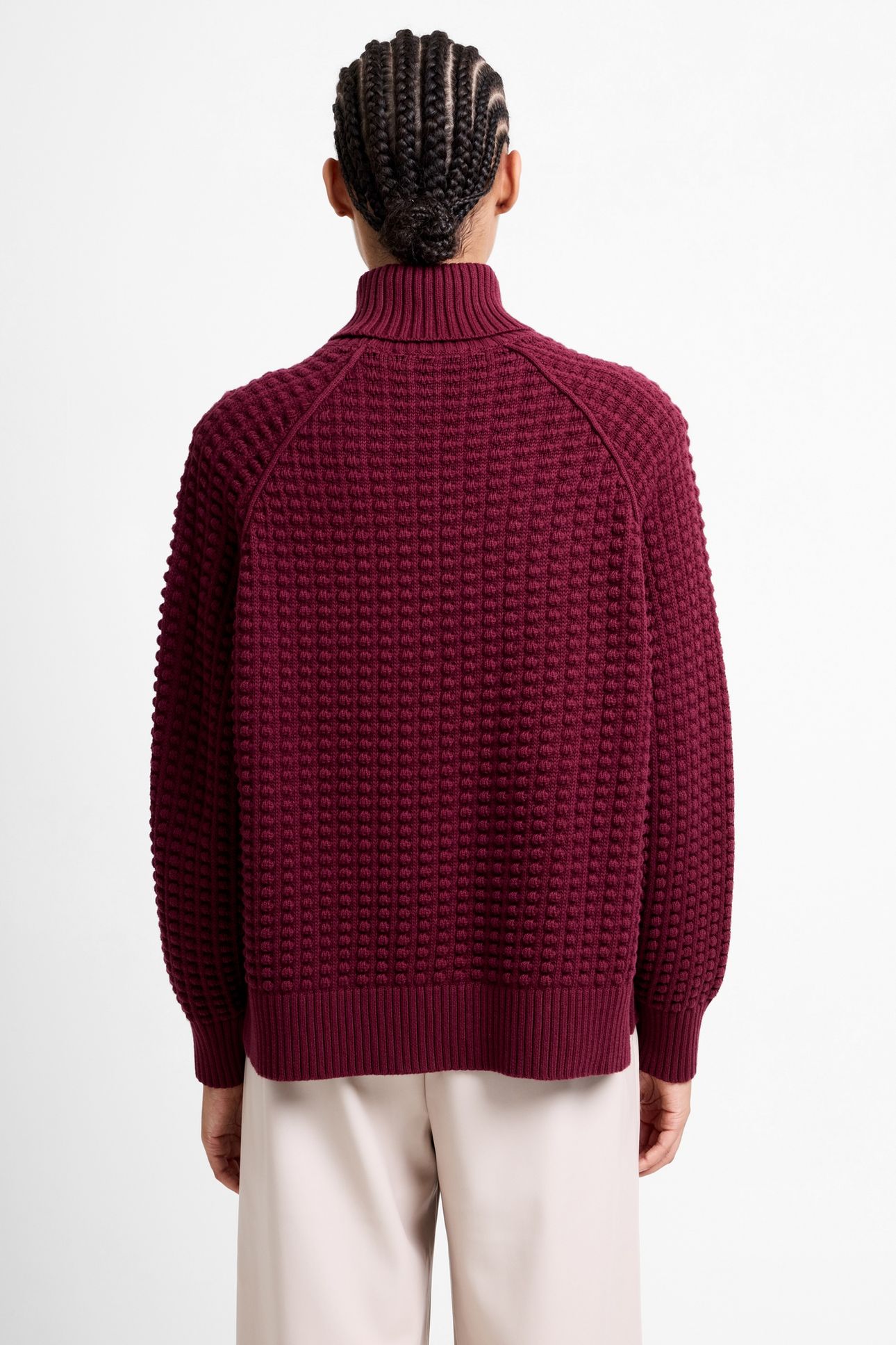 KEYA POPCORN LS HIGH NK JUMPER BORDEAUX RED 2