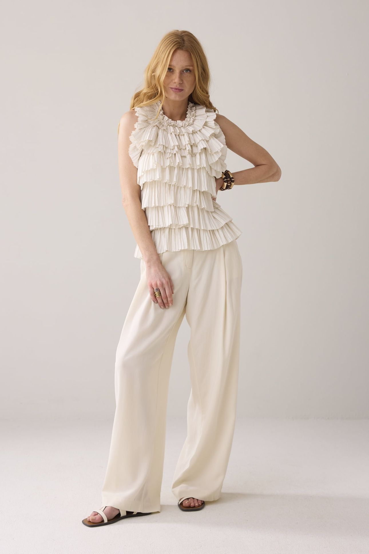PLISSE PARTY TOP IVORY 1