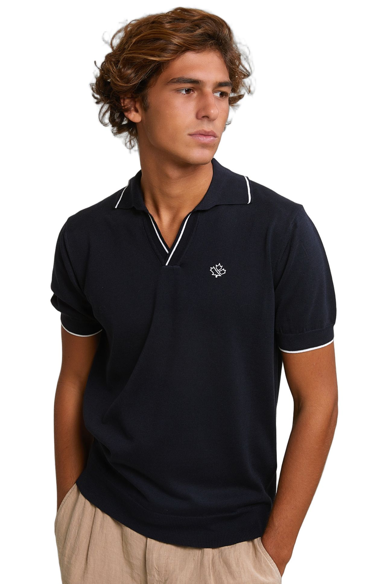 CUSTOM FIT PIMA COTTON POLO SWEATER SHORT SLEEVES DK NAVY 2