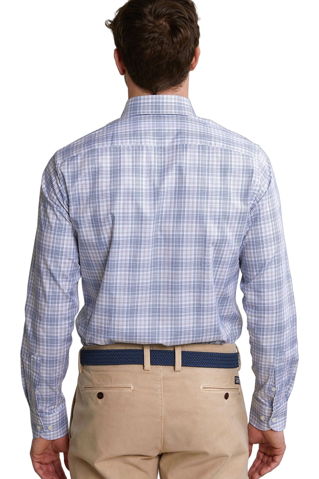 CUSTOM FIT CHECKED SHIRT BLUE/BEIGE 4