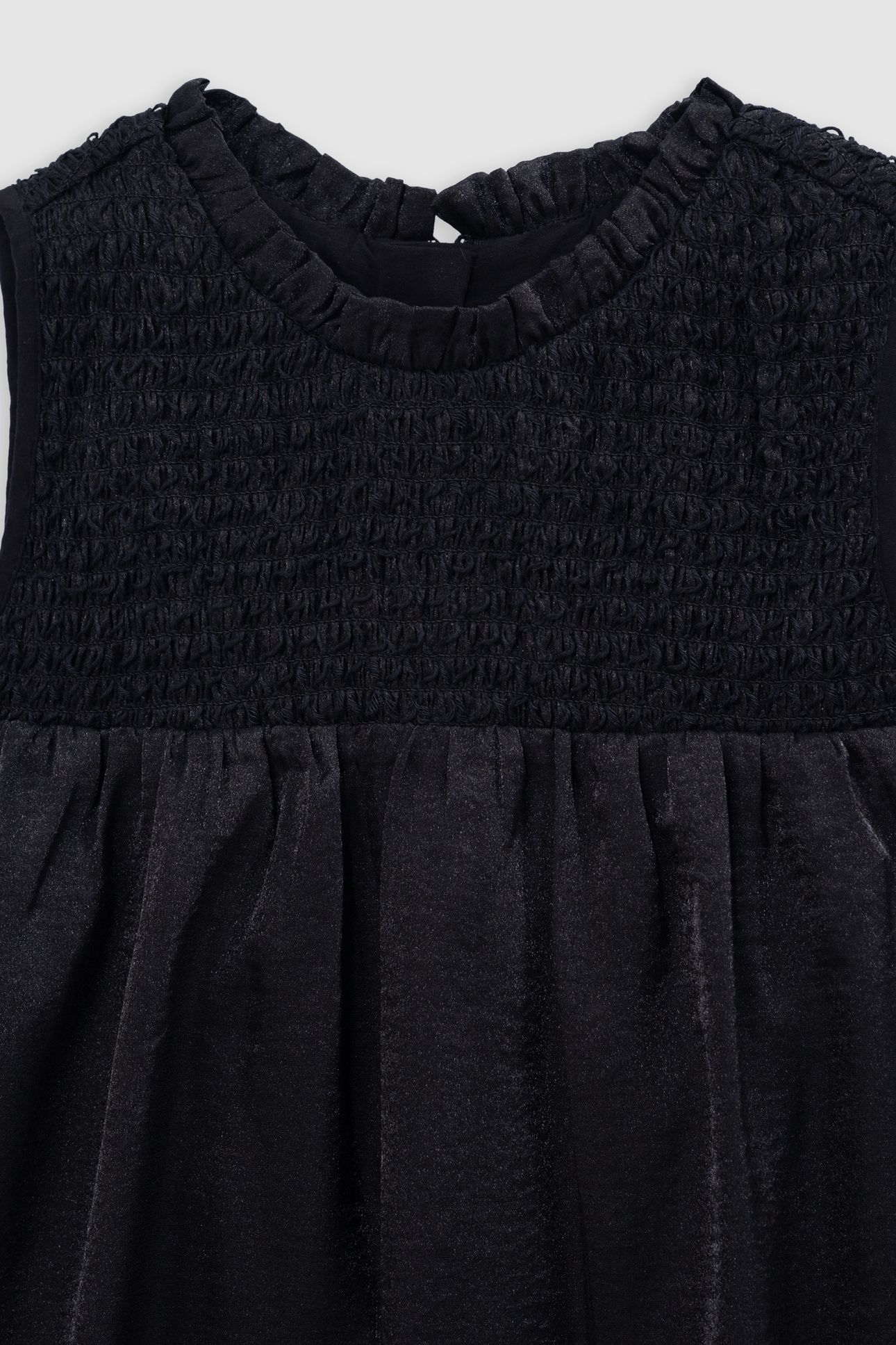 BLACK SATIN DRESS WITH SMOCKED PANEL 6