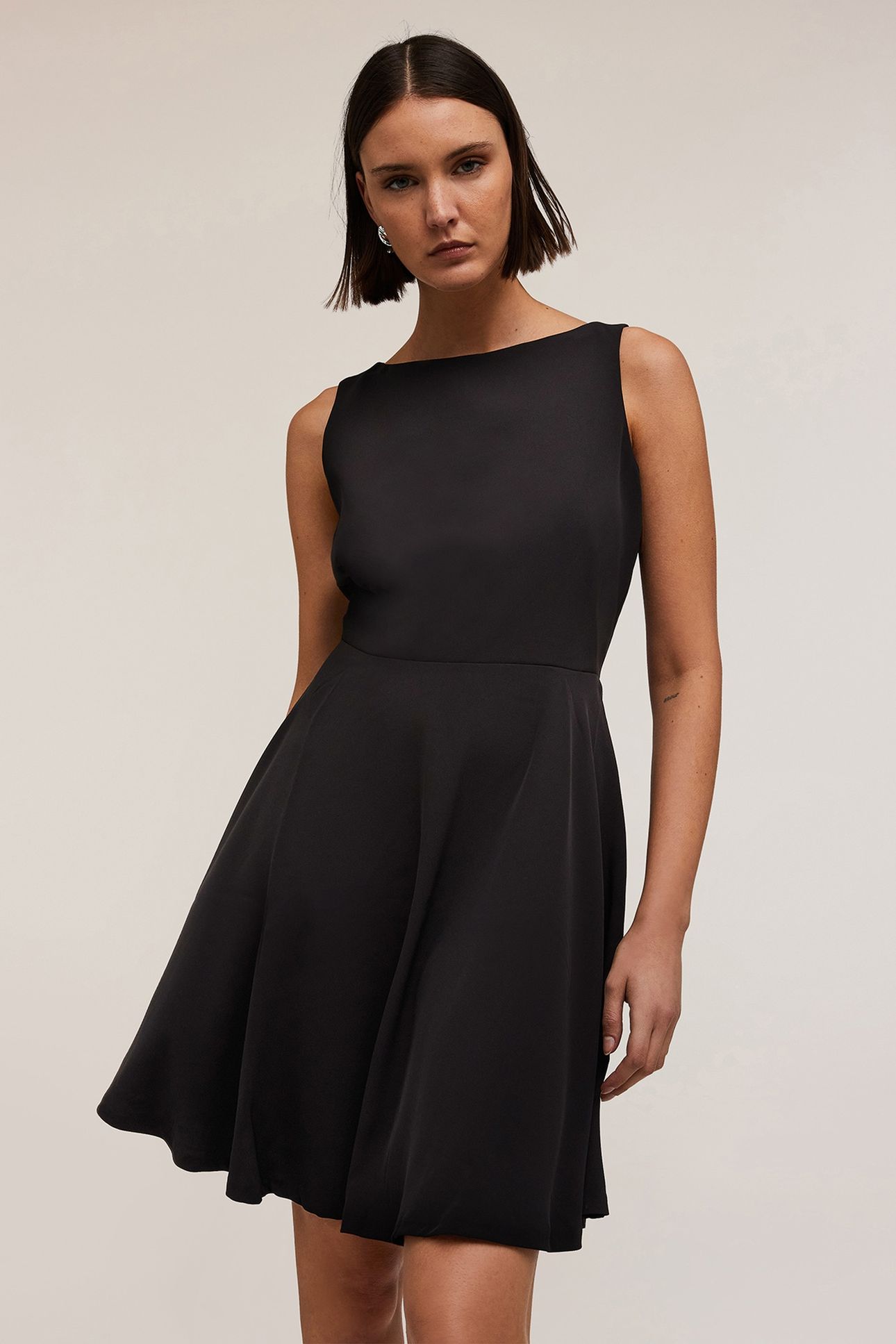 CREPE FABRIC MINI DRESS BLACK 1