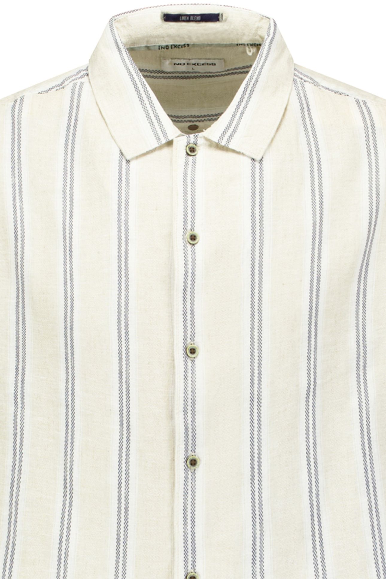 SHIRT SHORT SLEEVE DOBBY VERTICAL STRIPE WITH LINEN CEMENT 3