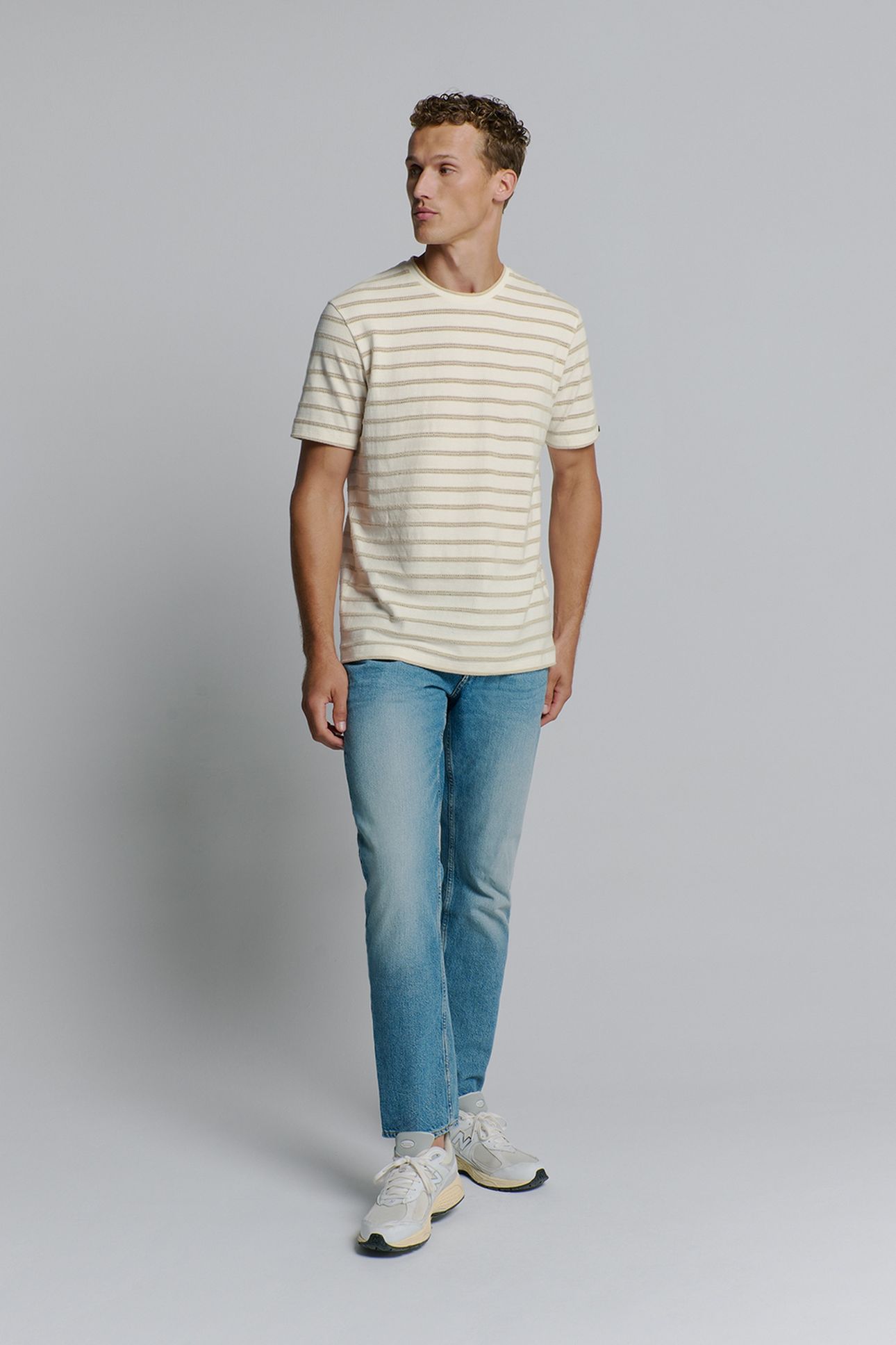 T-SHIRT CREWNECK JACQUARD STRIPES OFFWHITE 2
