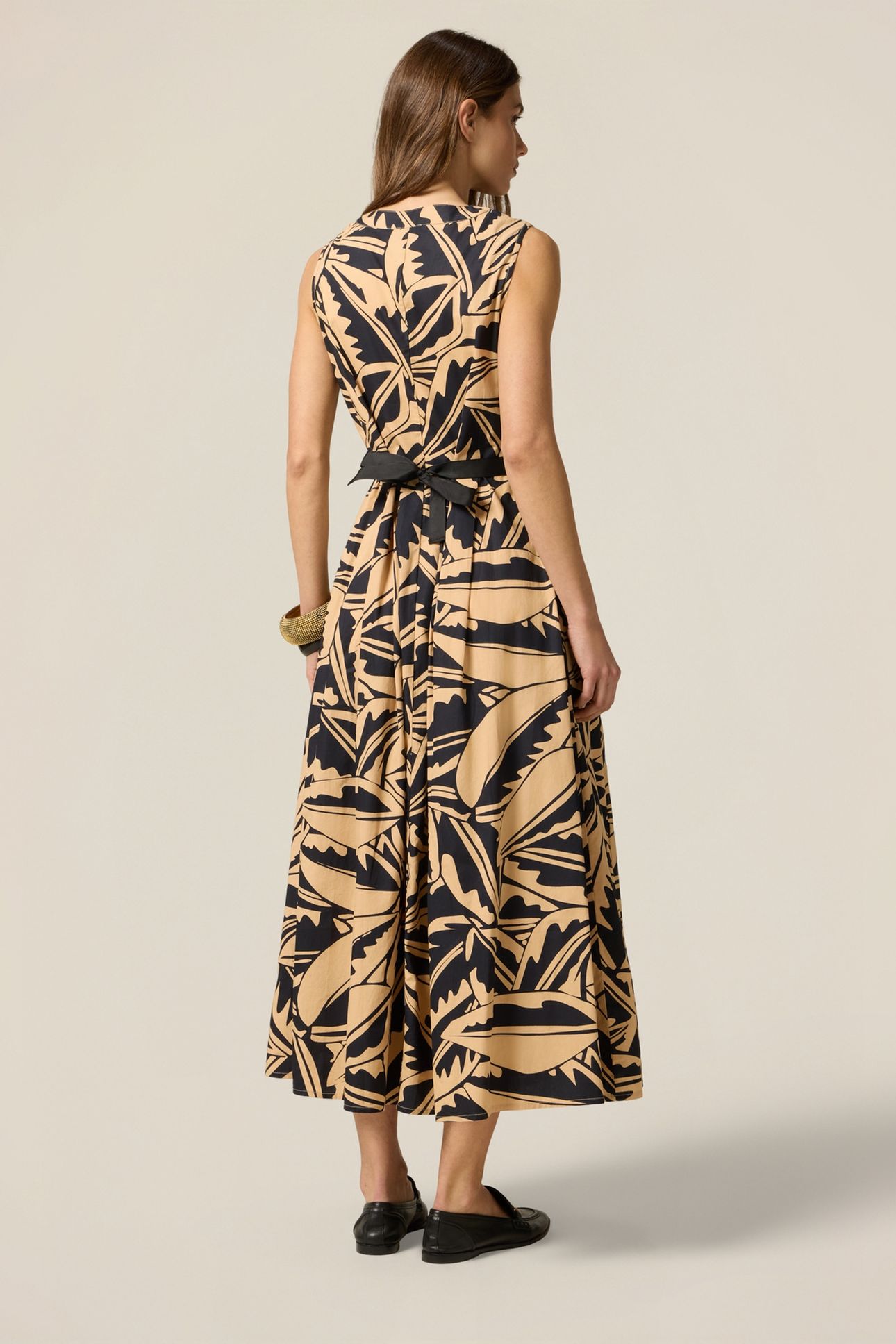 PATTERNED POPLIN DRESS BEIGE 2