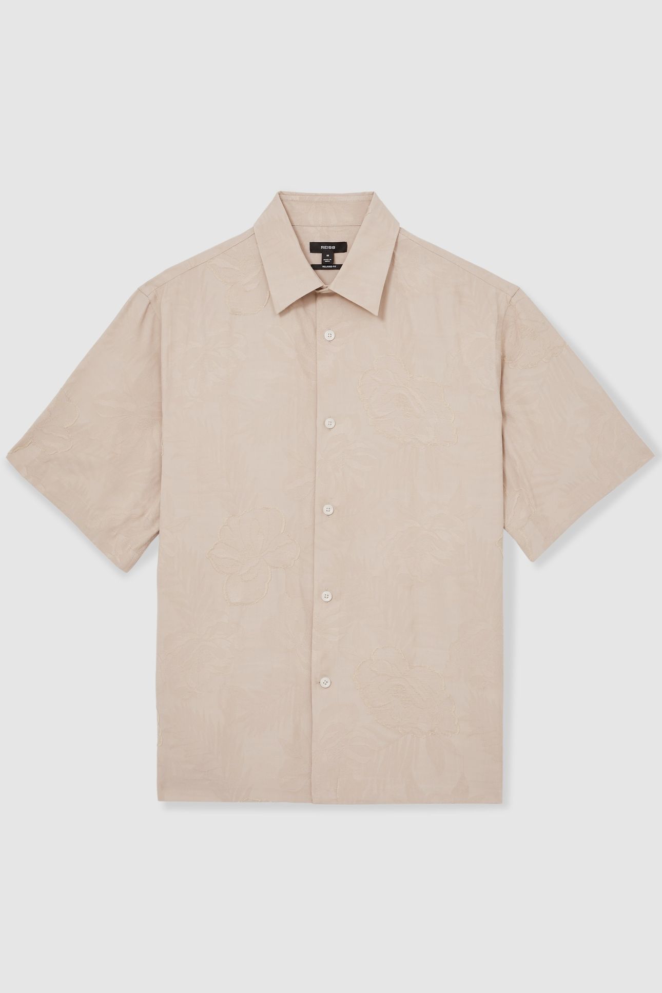 SS FLORAL JACQUARD SHIRT OATMEAL 4