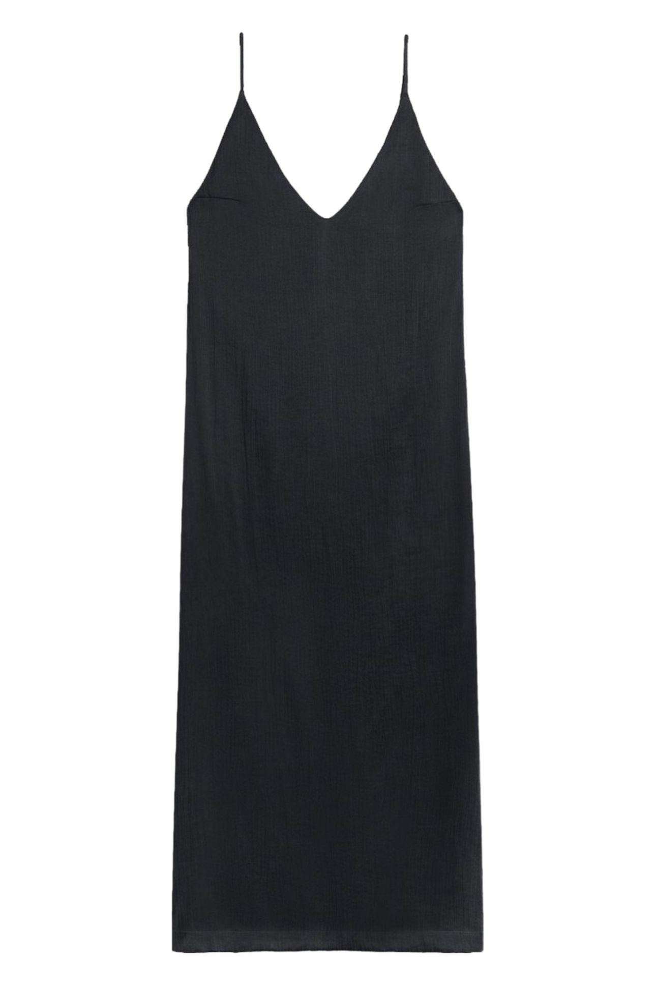 THE BLACK LONG LYOCELL SLIP DRESS BLACK 3