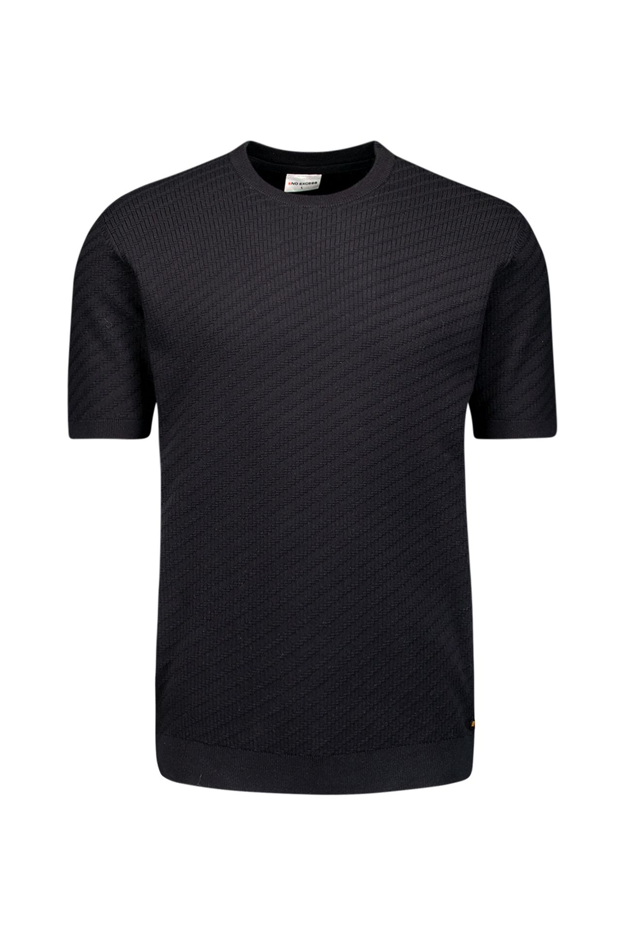 PULLOVER SHORT SLEEVE CREWNECK SOLID JACQUARD BLACK 5