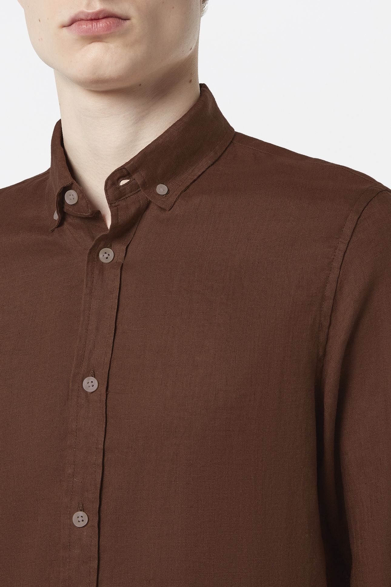 SEASONAL CORE - REGULAR FIT LINEN SHIRT COLD BREW 7