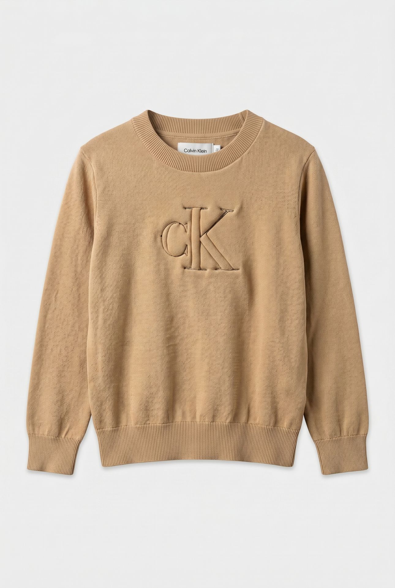 BOYS QUILTED MONOGRAM SWEATER SANDY BEIGE 2