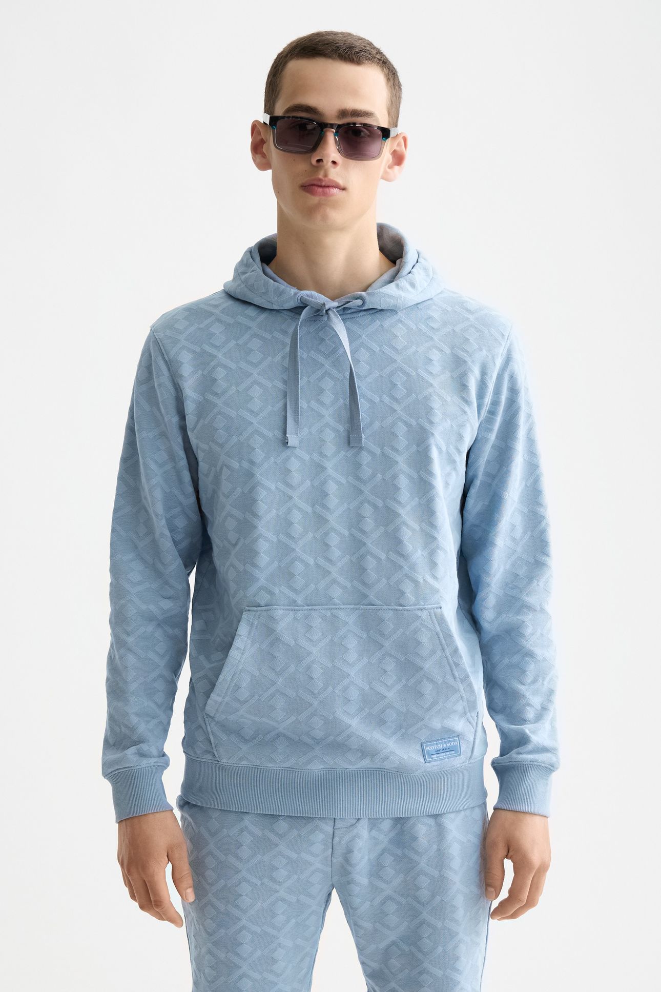 JACQUARD TERRY HOODIE FADED DENIM 3
