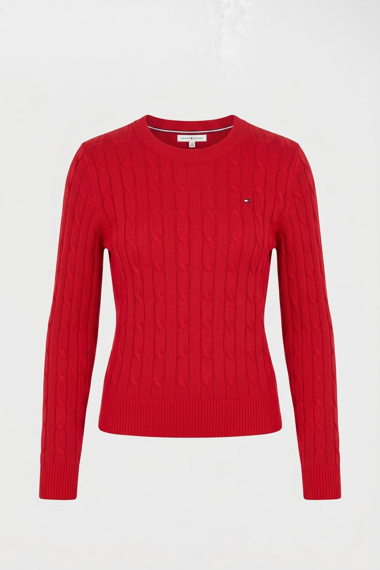 COTTON CABLE MID CREW NECK PRIMARY RED 3