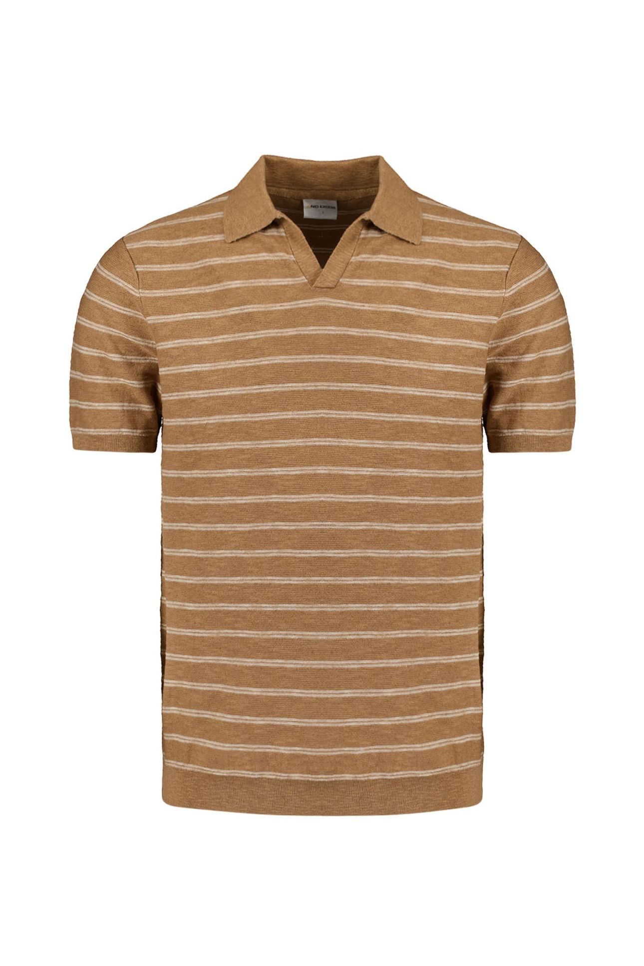 PULLOVER SHORT SLEEVE POLO V STRIPES WITH LINEN KHAKI 1