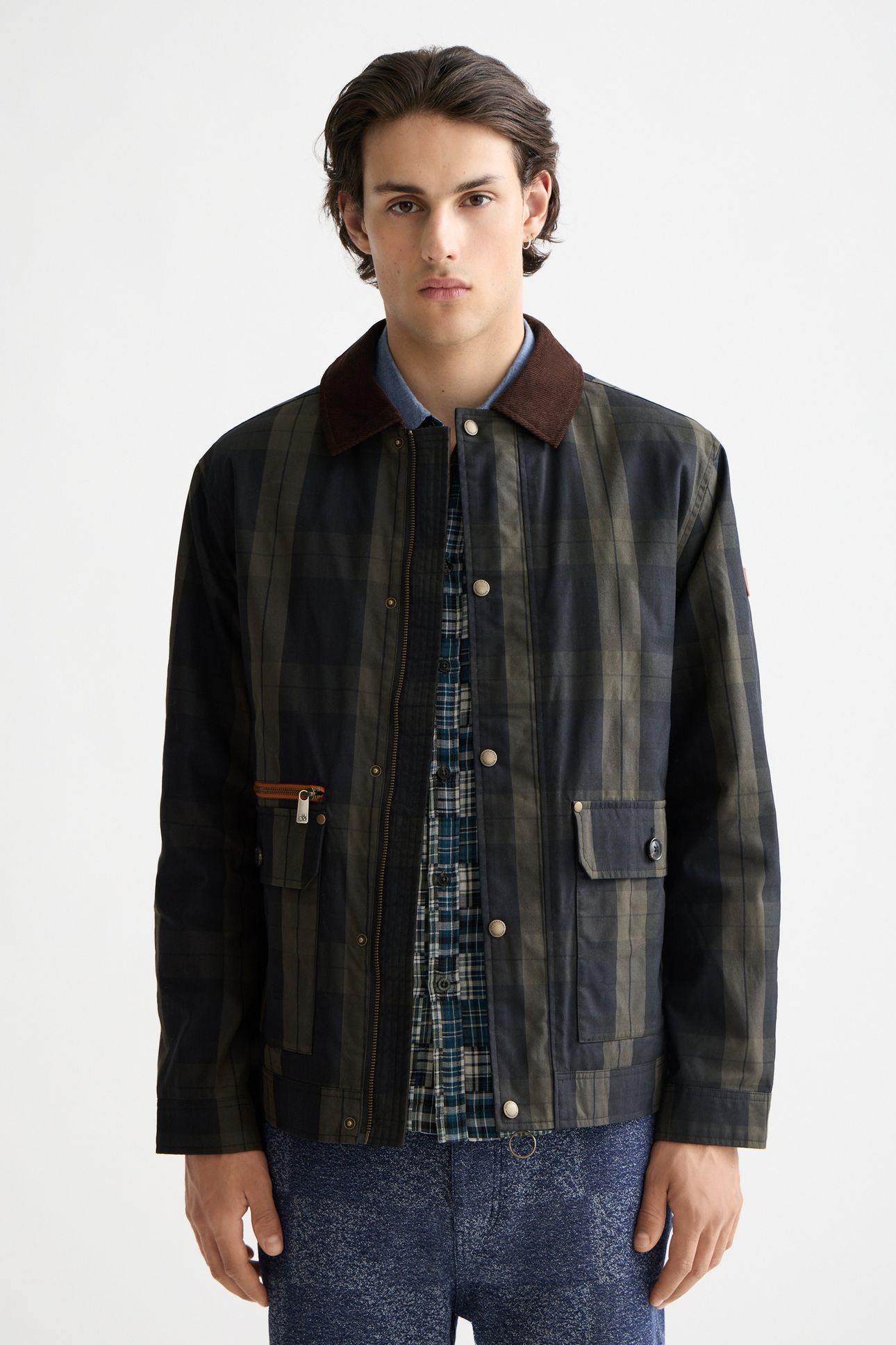 WAX COTTON JACKET BLACKWATCH CHECK 1