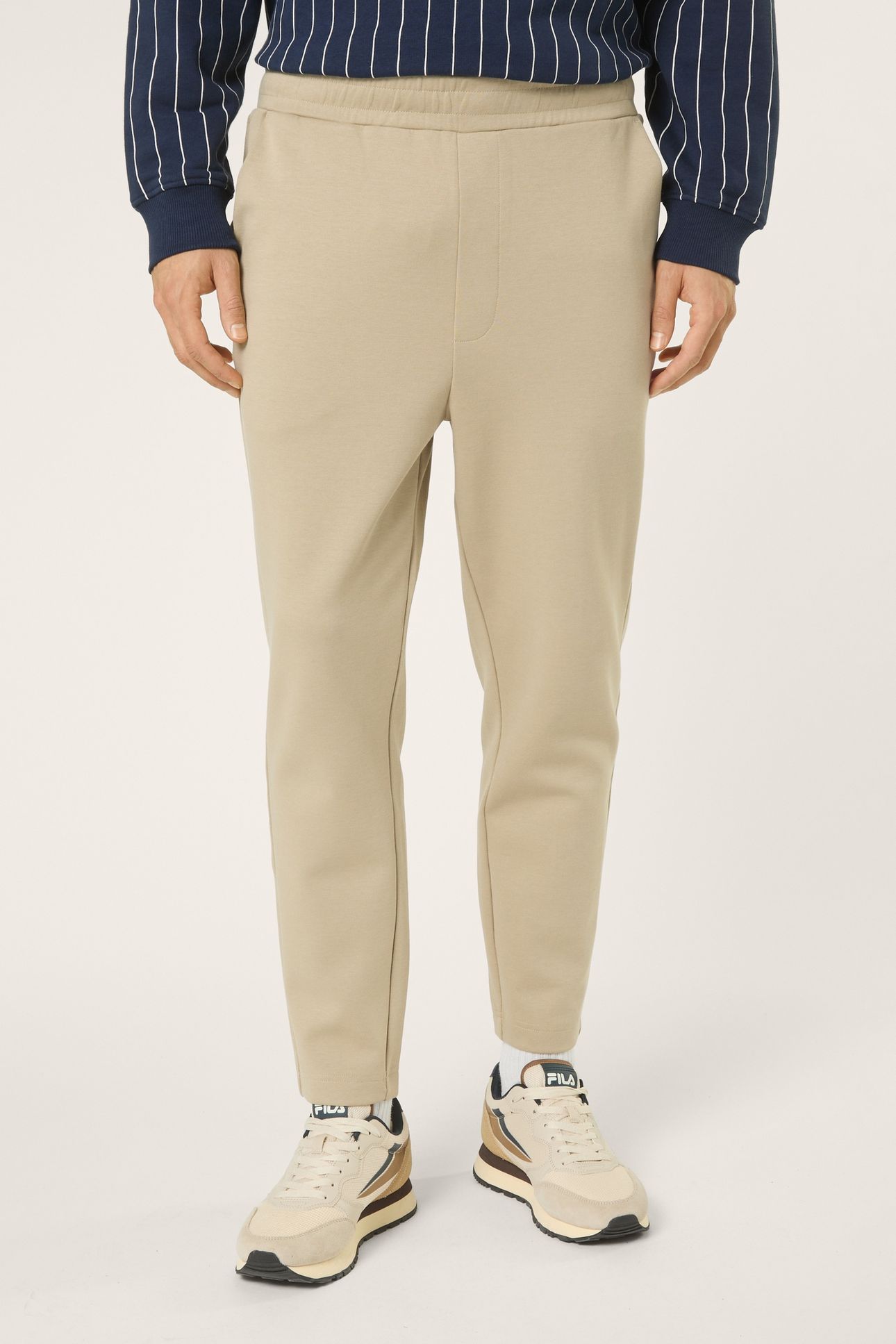 JOVENCAN SLIM CROPPED SMART SWEATPANTS WHITE PEPPER 1