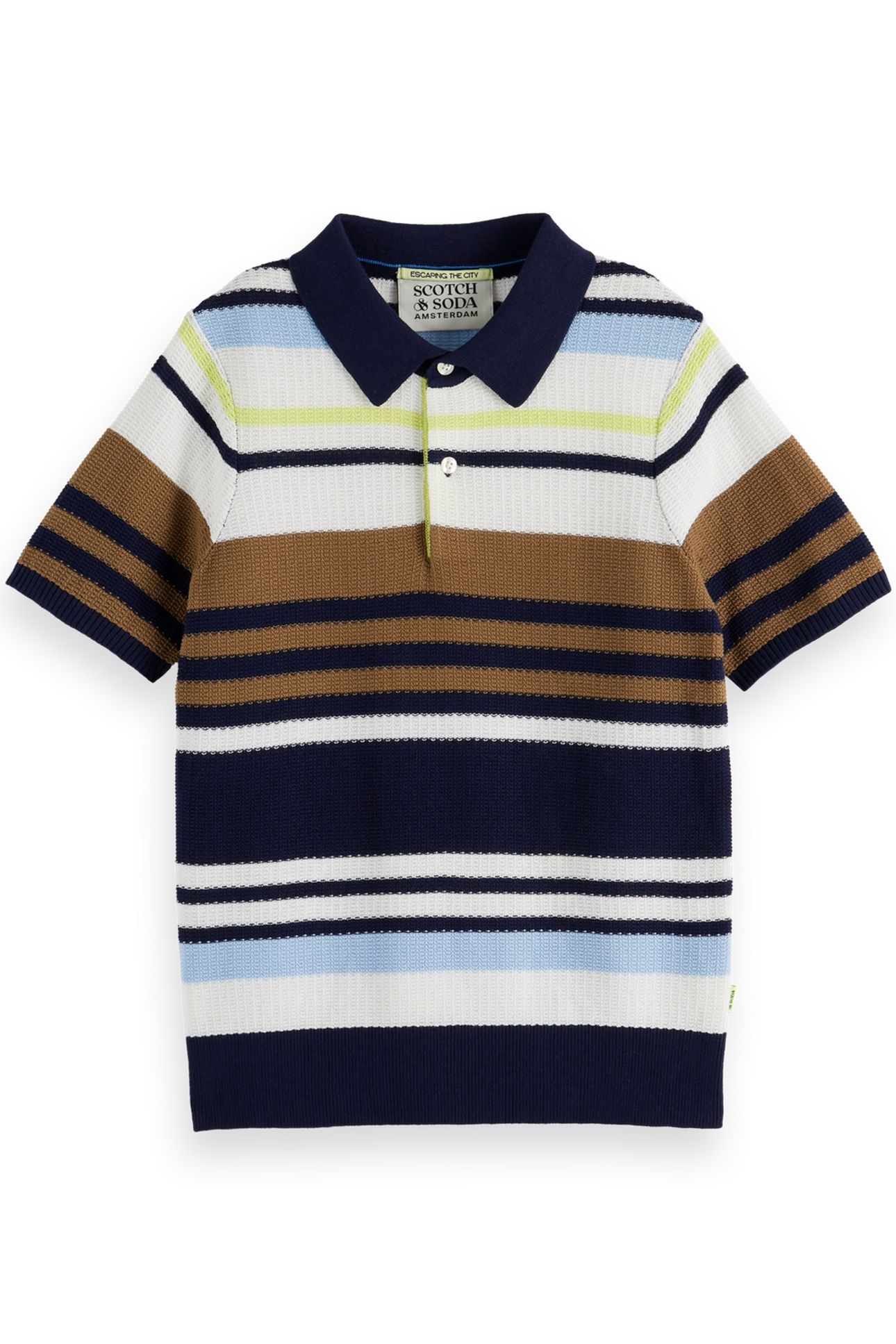BOY STRUCTURED KNITTED POLO MULTI STRIPE 1