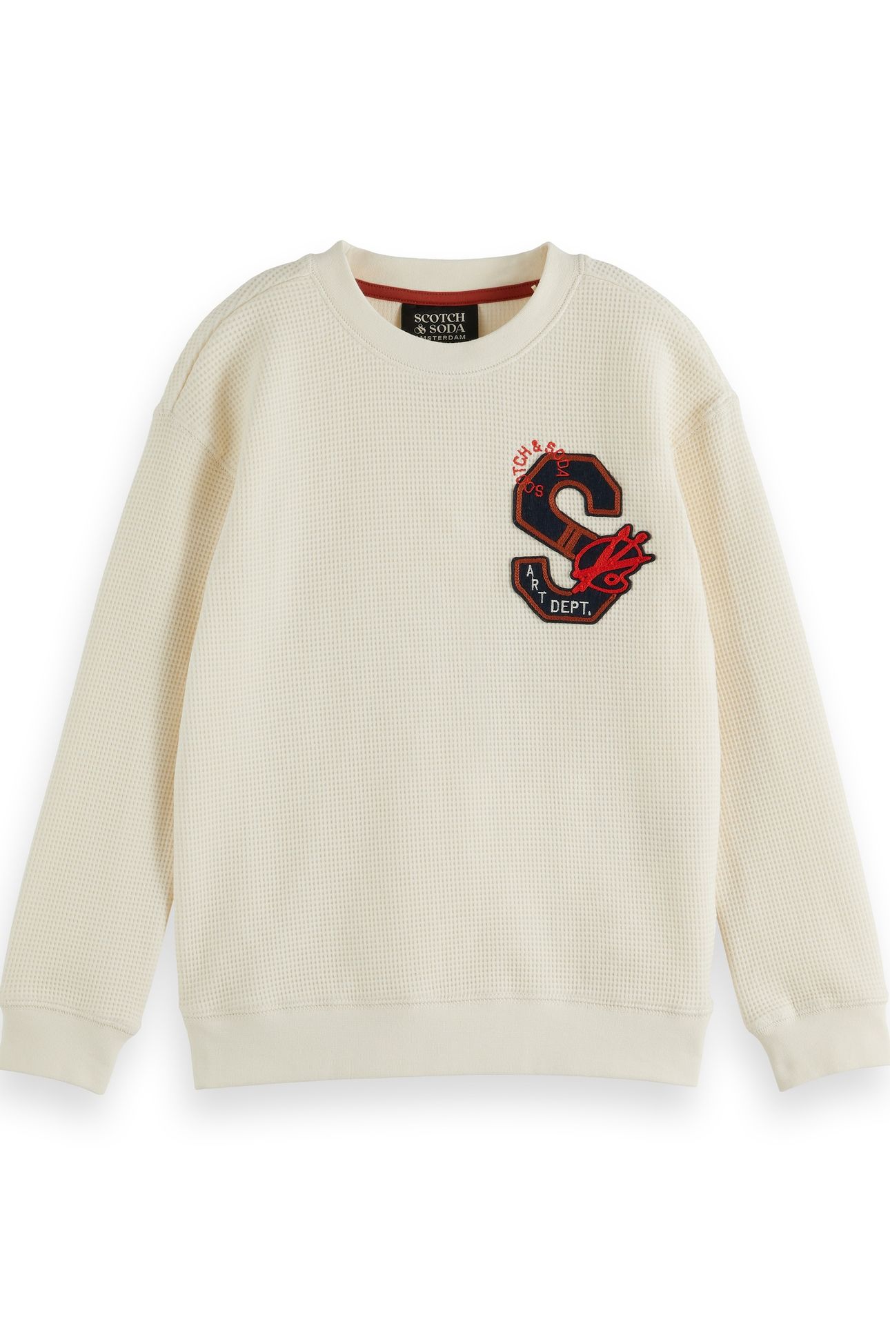 BOY RELAXED-FIT WAFFLE SWEATSHIRT EGGNOG 1