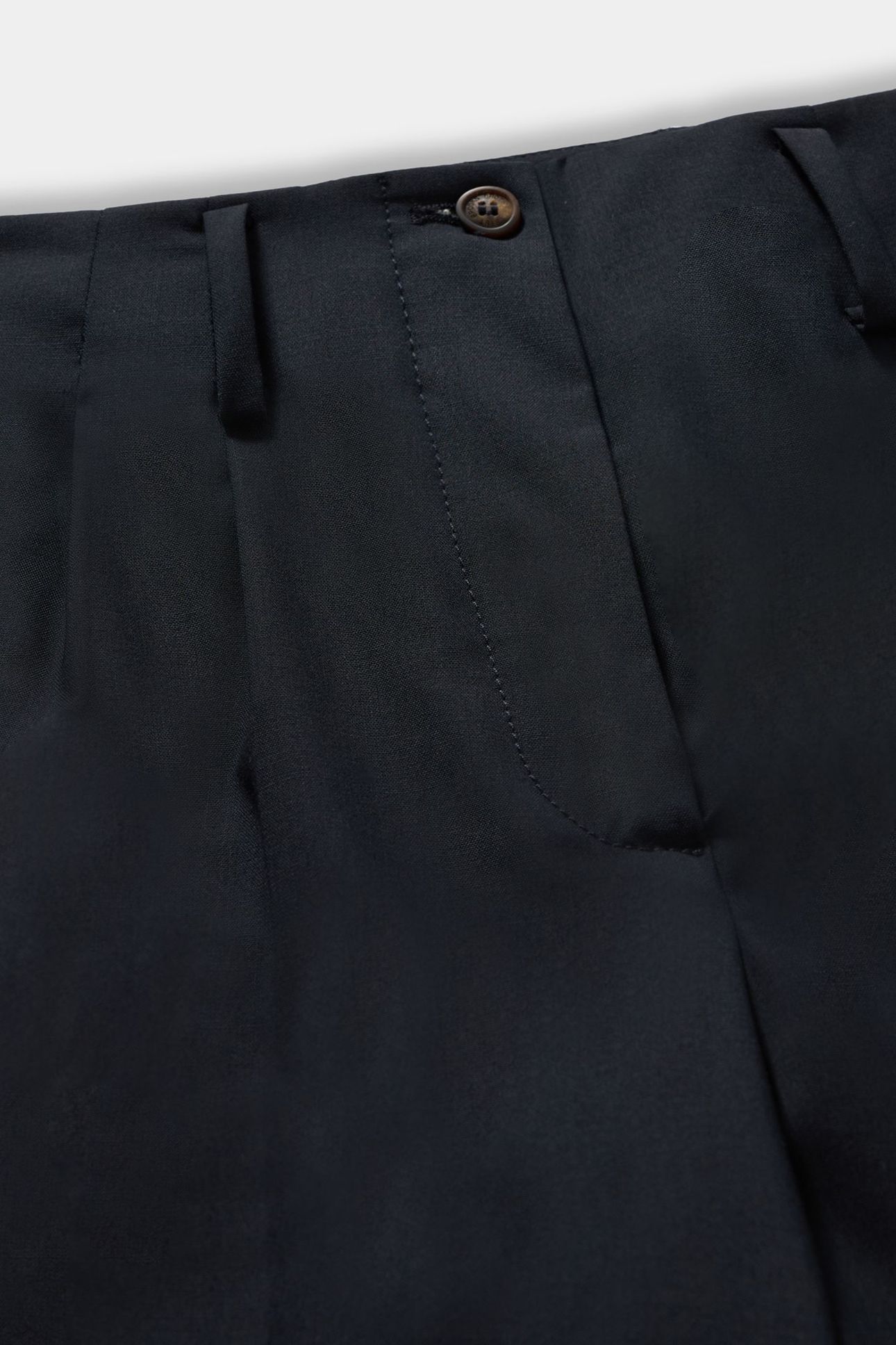 WOOL BLEND STRETCH PLEATED TROUSERS NAVY 6