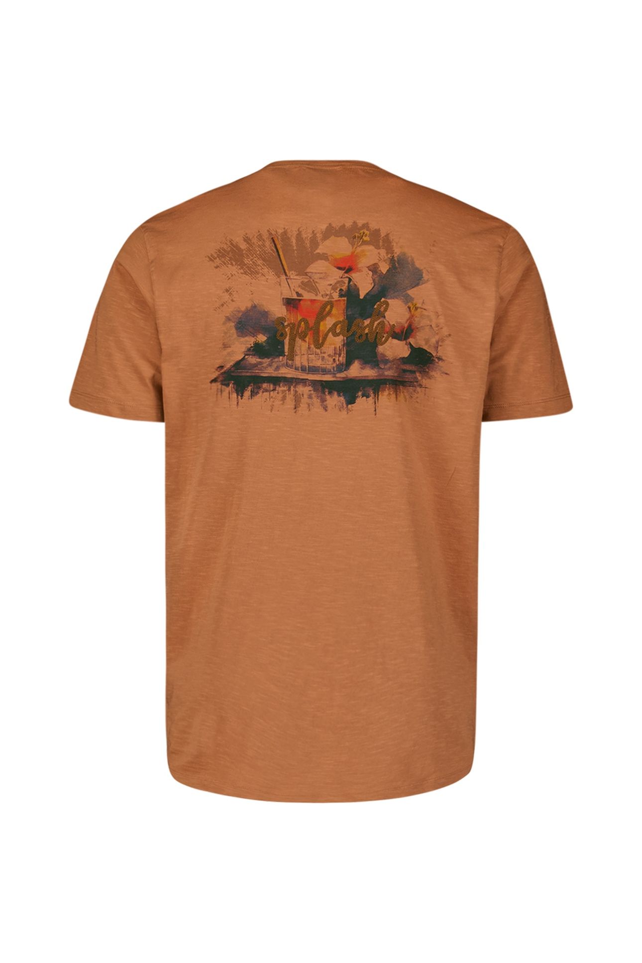 T-SHIRT CREWNECK PLACED PRINTS SLUB CARAMEL 2