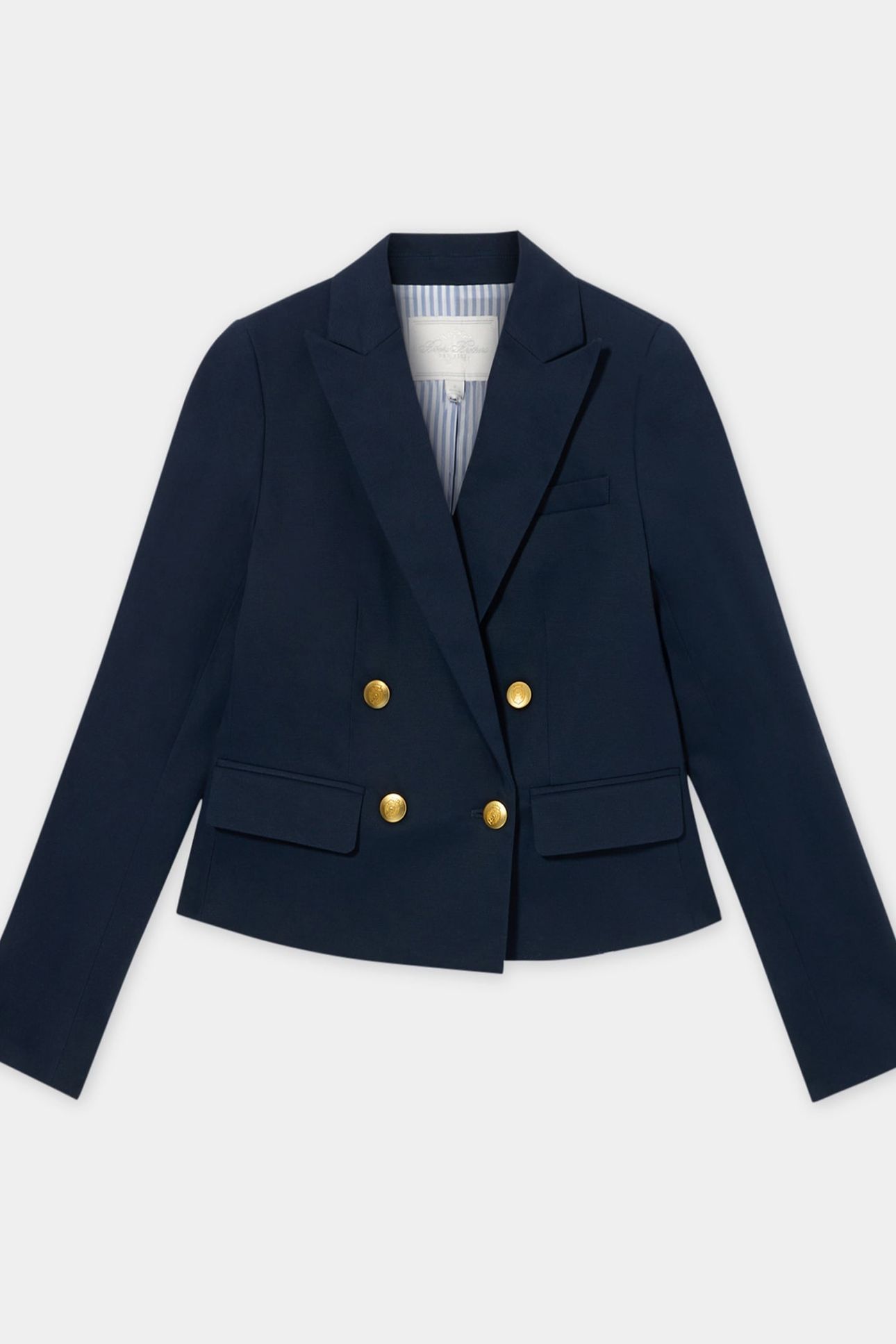 CROPPED DOUBLE-BREASTED FAILLE BLAZER NAVY 4