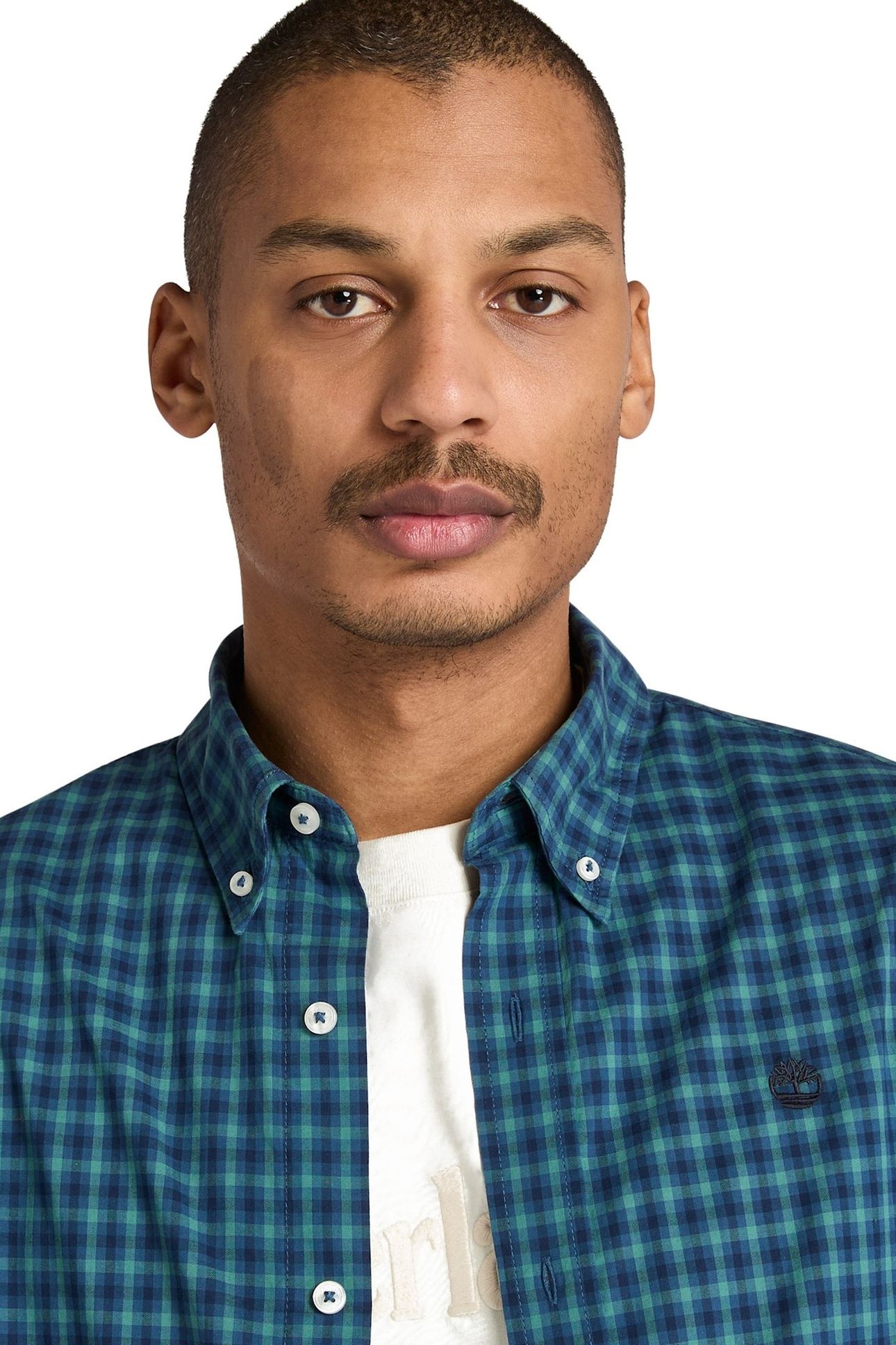 STRETCH POPLIN GINGHAM SHIRT DARK DENIM 5