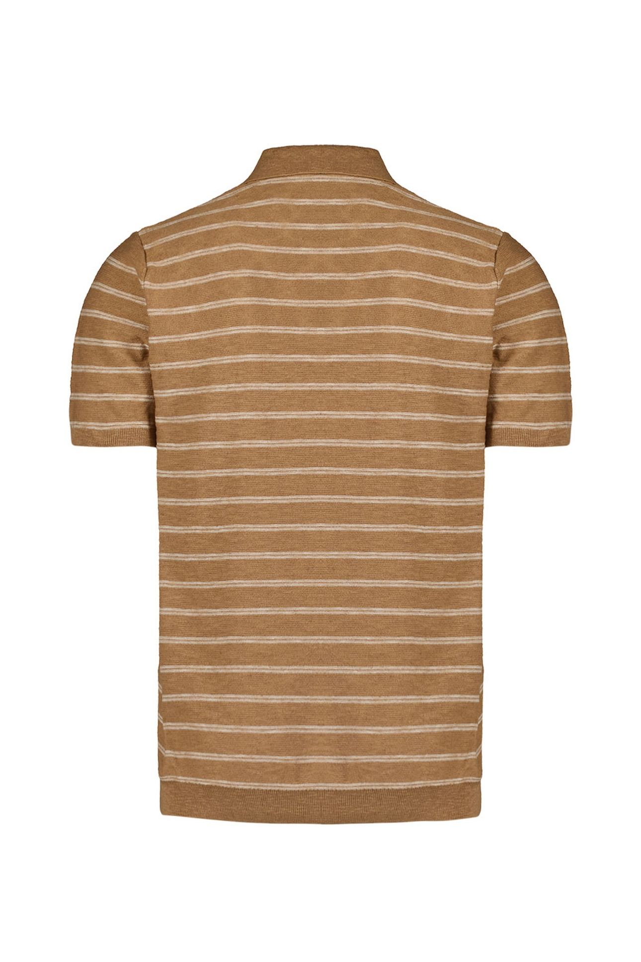 PULLOVER SHORT SLEEVE POLO V STRIPES WITH LINEN KHAKI 2