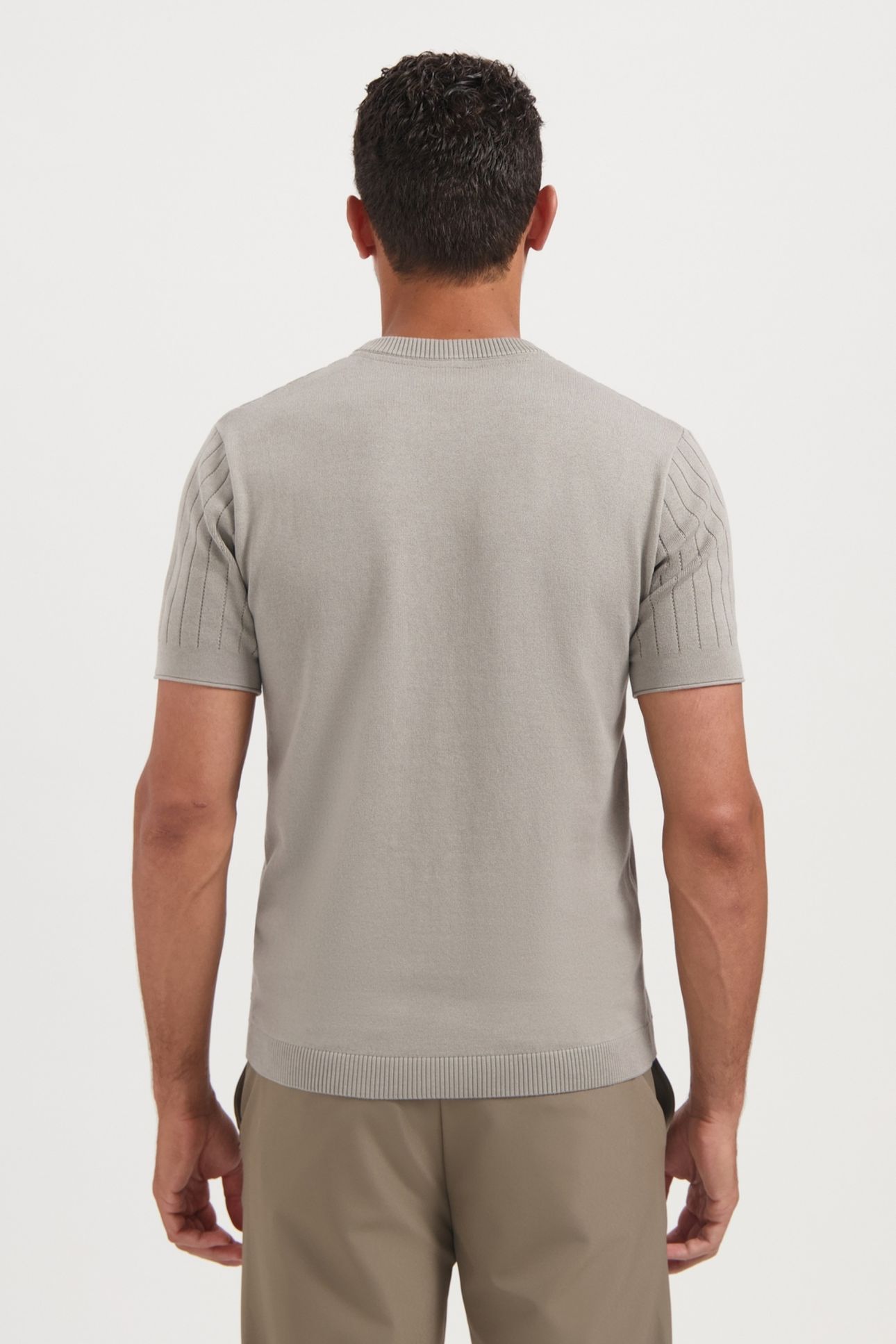 PULLOVER SHORT SLEEVE CREWNECK SOLID DROPNEEDLE STRIPE CLAY 3