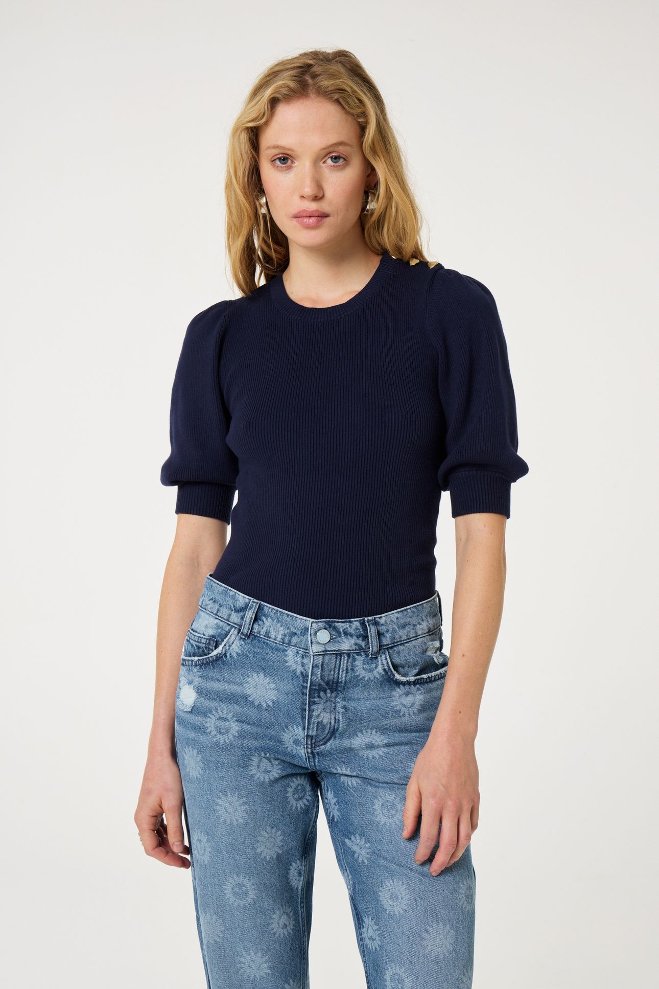 LILLIAN SHORT SLEEVE PULLOVER AFTER MIDNIGHT BLUE 1