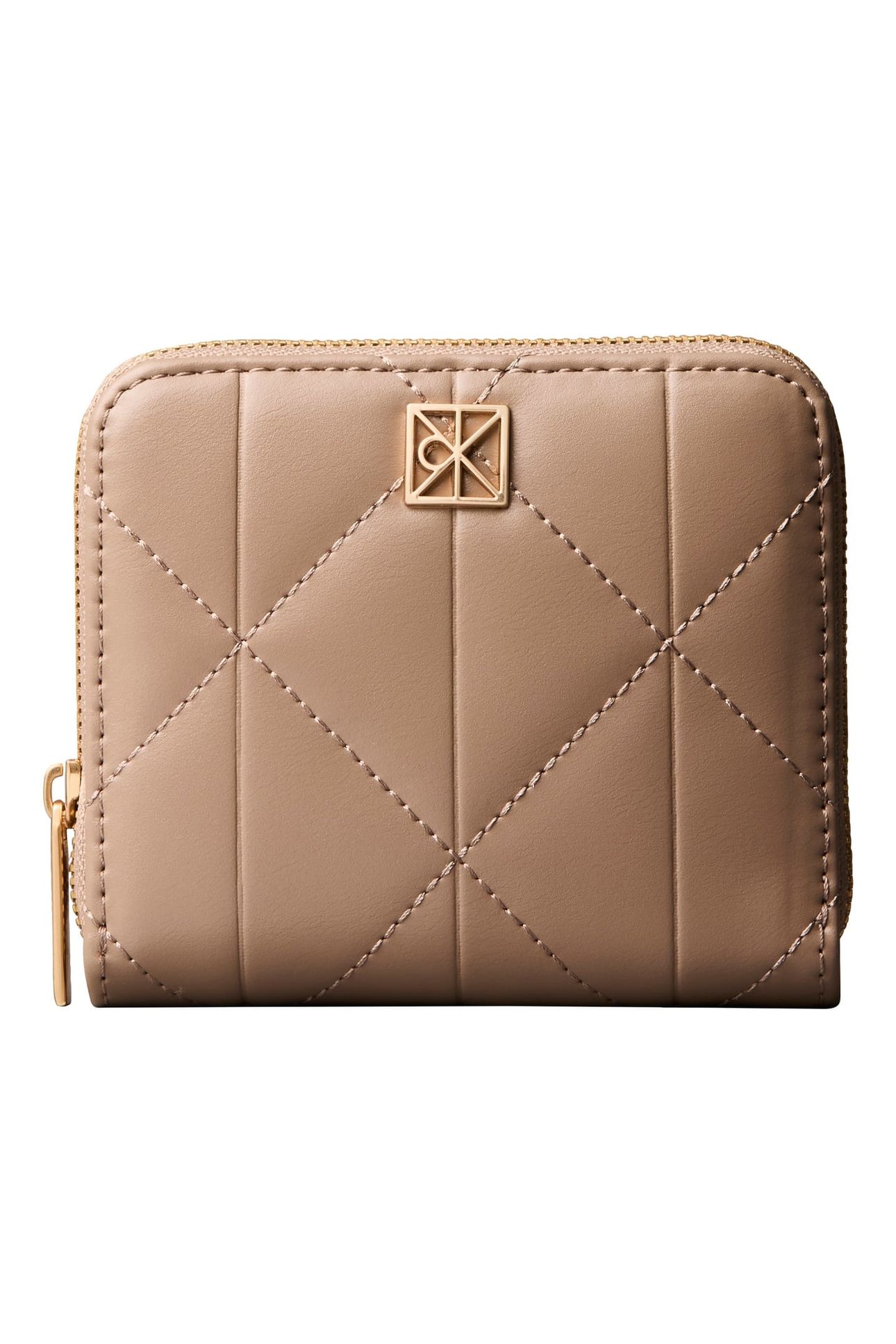 QUILTED SQUARE ZIP WALLET DESERT TAUPE 1