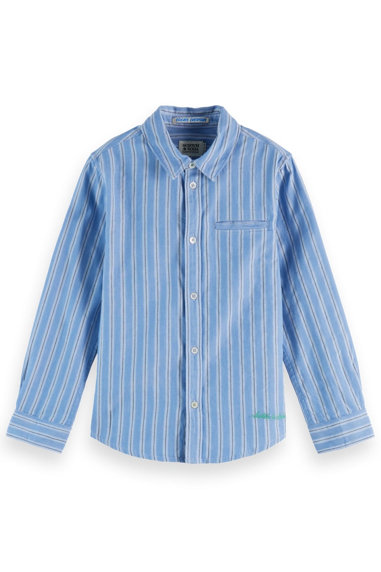 BOY REGULAR-FIT CLASSIC YARN-DYED SHIRT BLUE/ AGATE GREEN ST 1