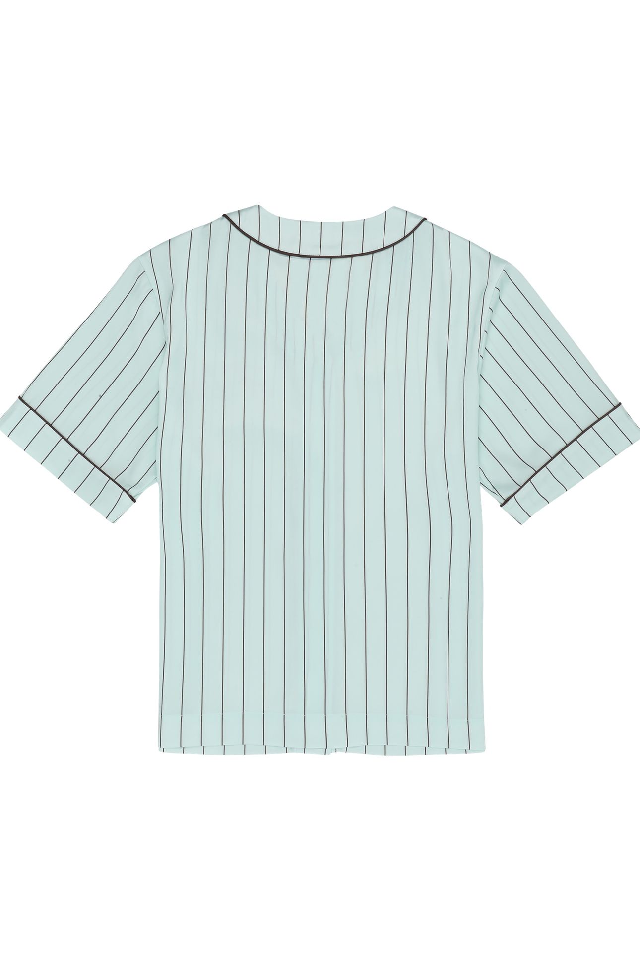 FIESOLE BOXY PINSTRIPED SATIN BASEBALL SHIRT SOOTHING SEA / 5