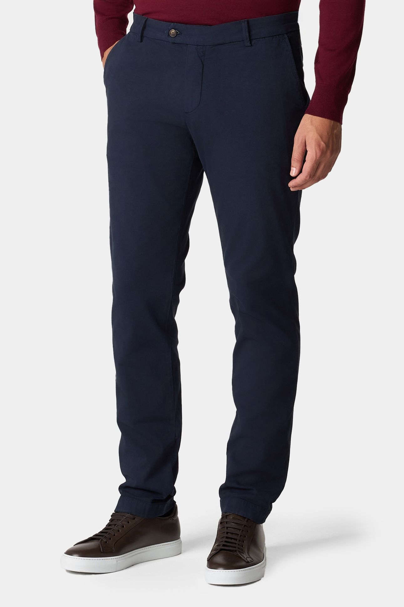 SLIM FIT WOVEN STRETCH COTTON CHINOS NAVY 1