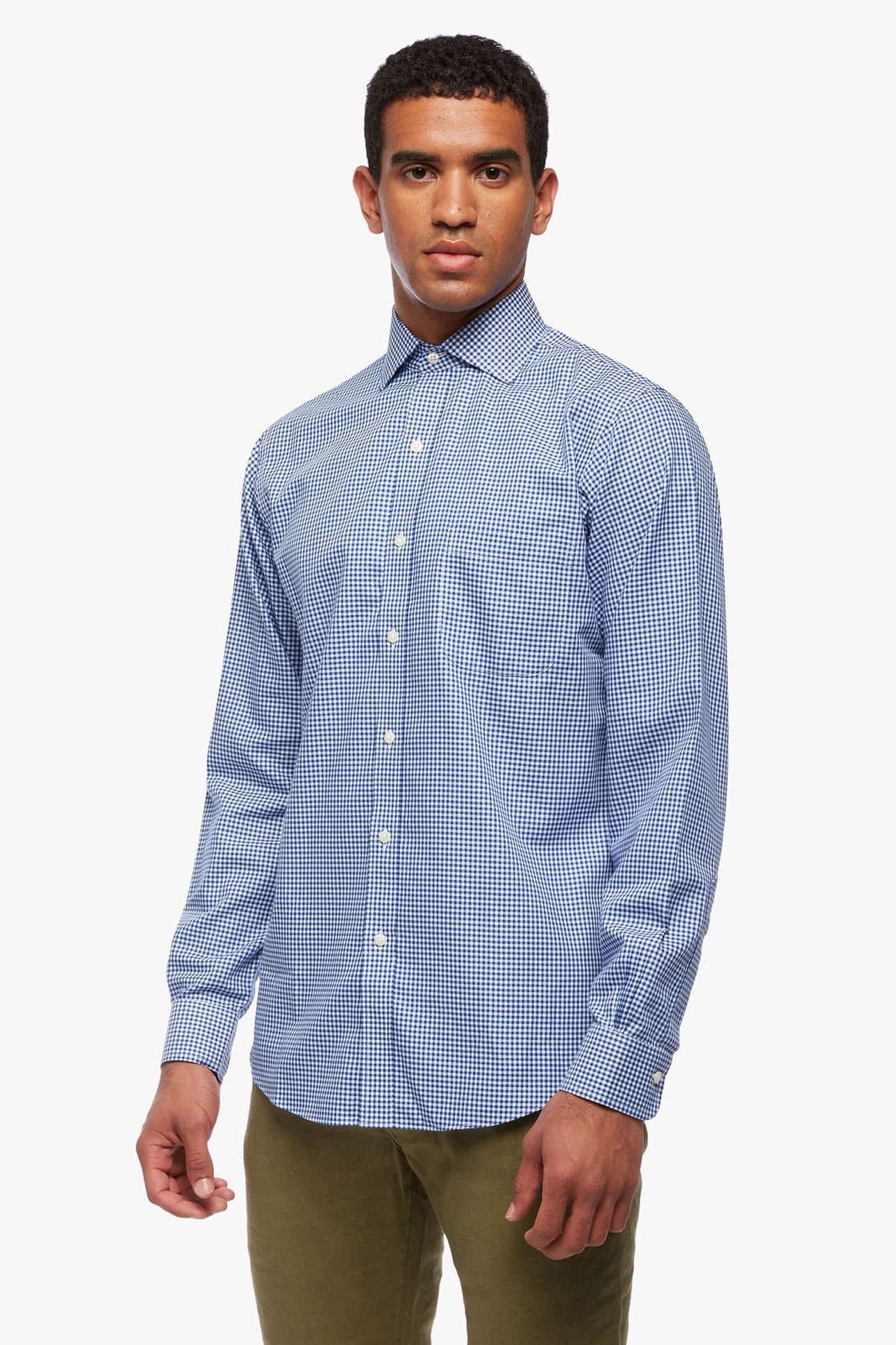 REGULAR FIT BLUE NON-IRON SPREAD COLLAR DRESS SHIRT BLUE 1