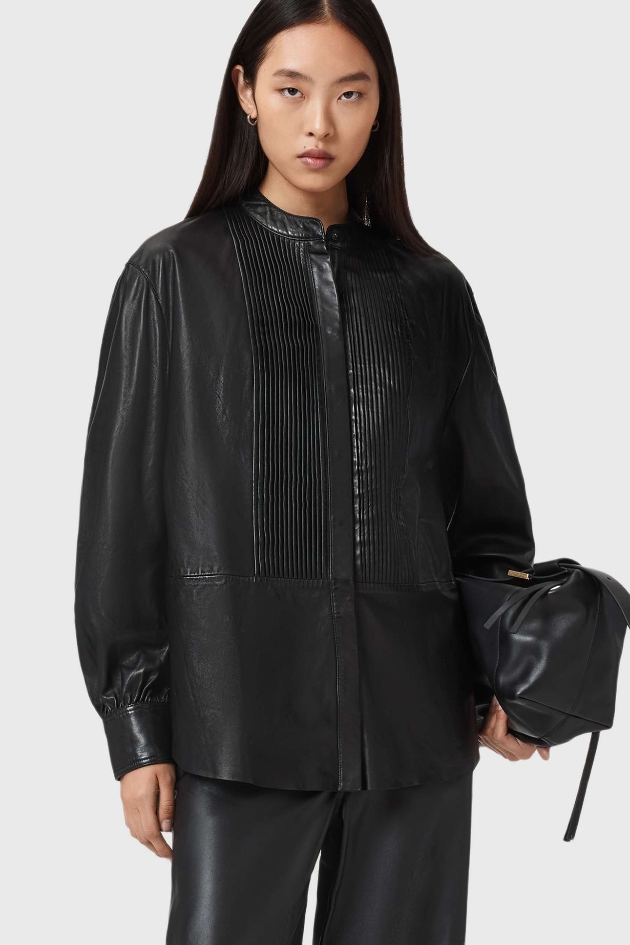 SARA PLEAT SHIRT BLACK 3