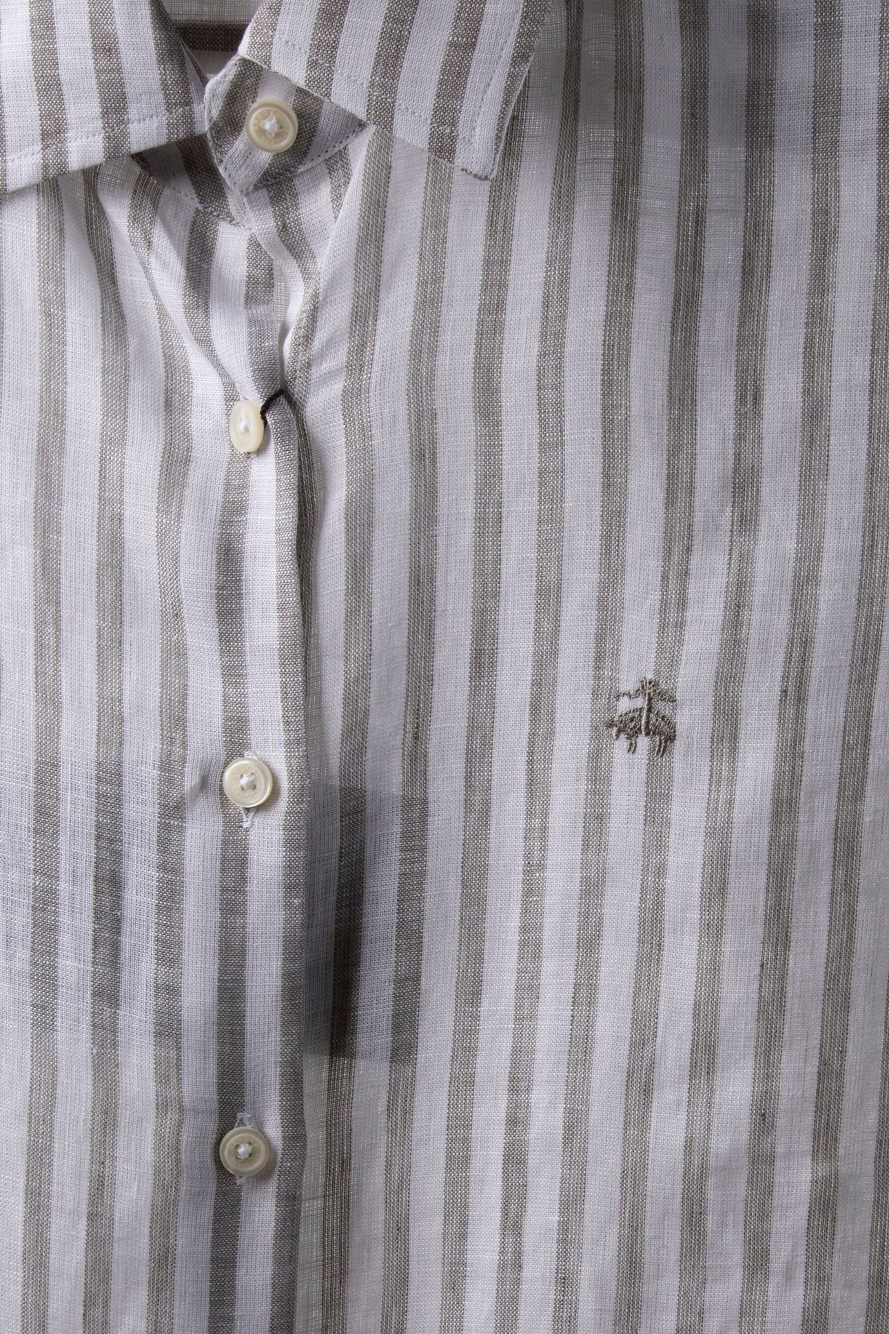 RELAXED FIT STRIPED LINEN SHIRT MEN'S DESIGN GREEN 6