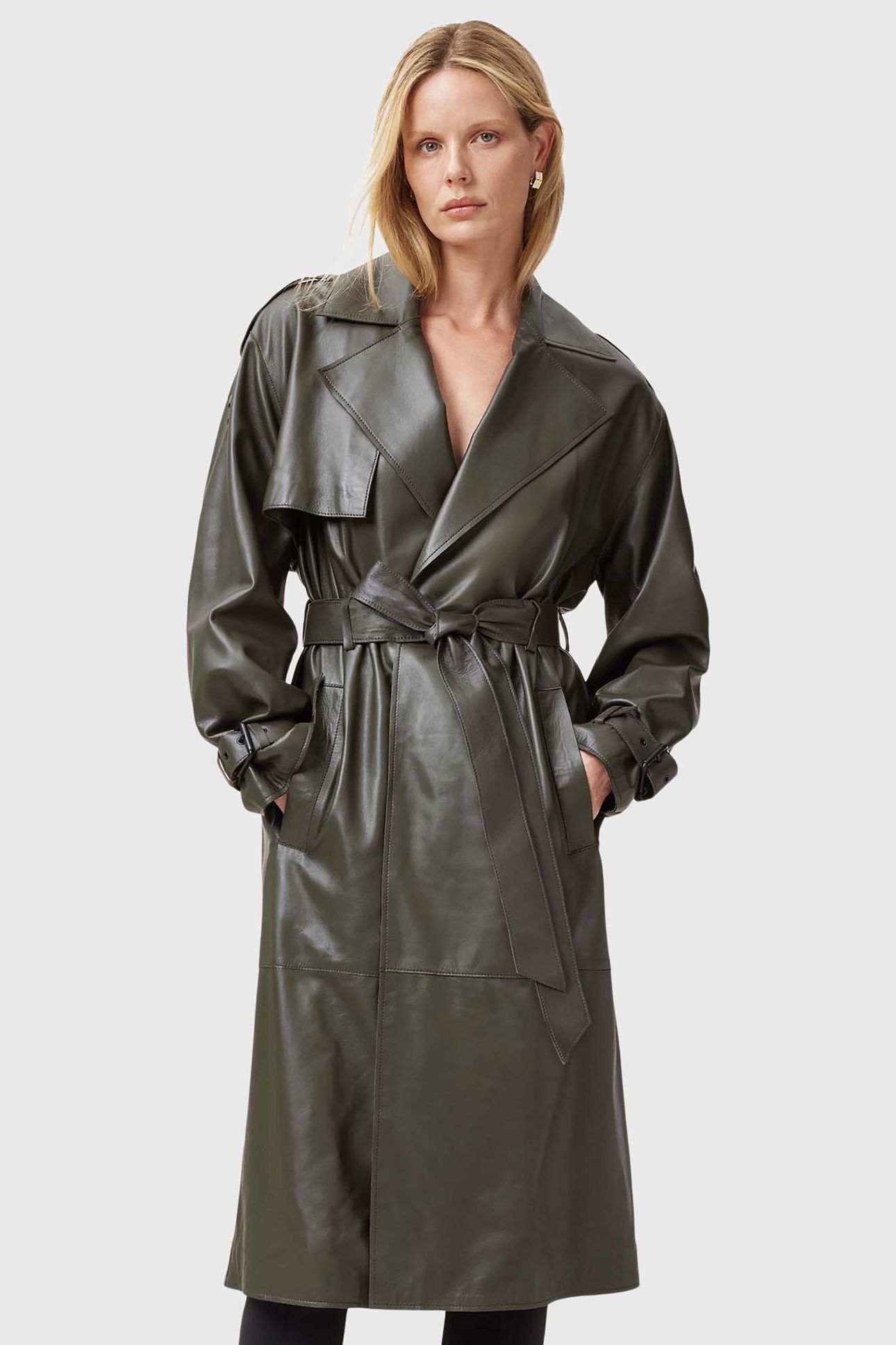 INEZ TRENCH KHAKI GREEN 1