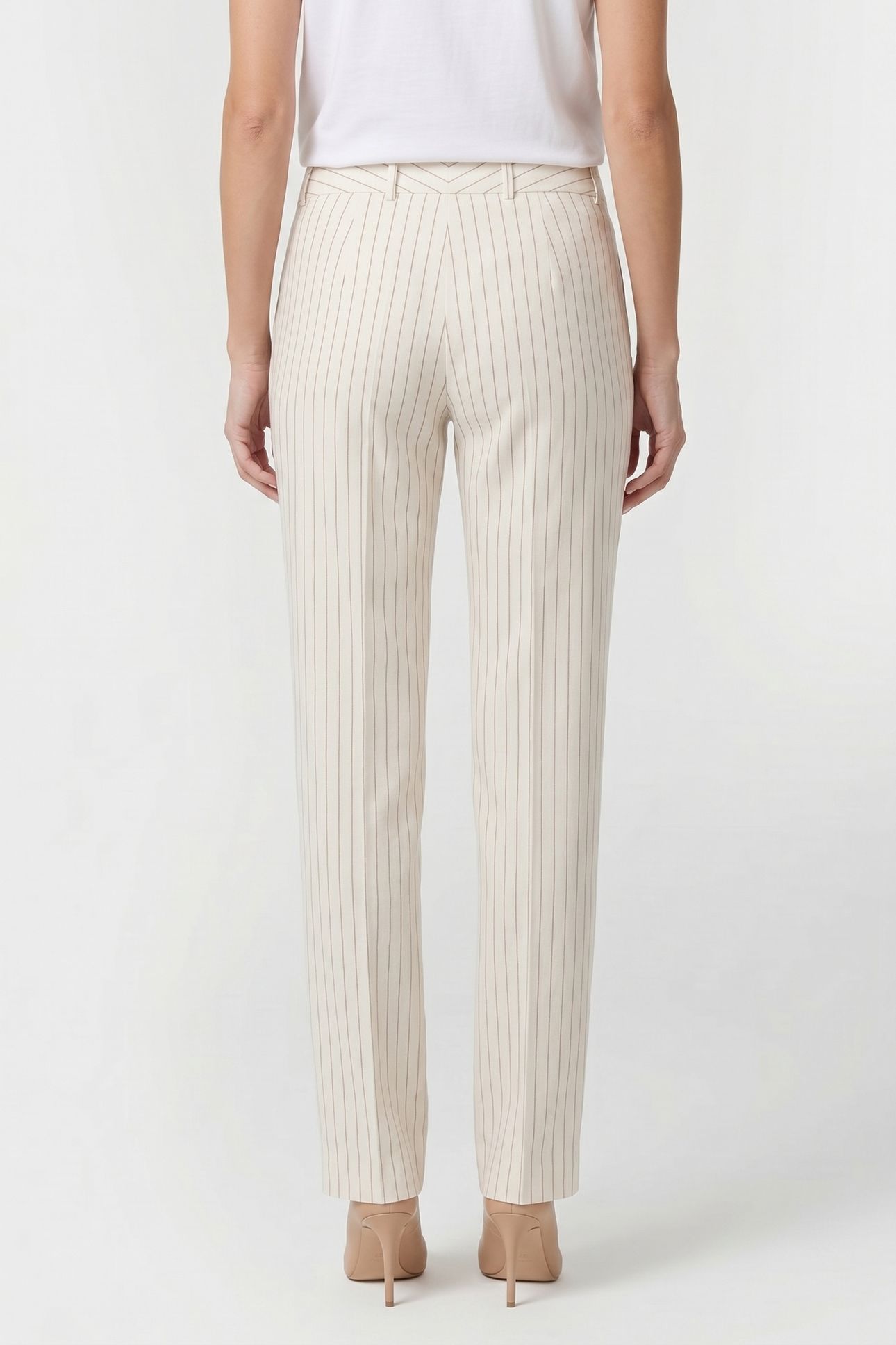 PINSTRIPE LINEN BLEND TROUSERS WHITE 2
