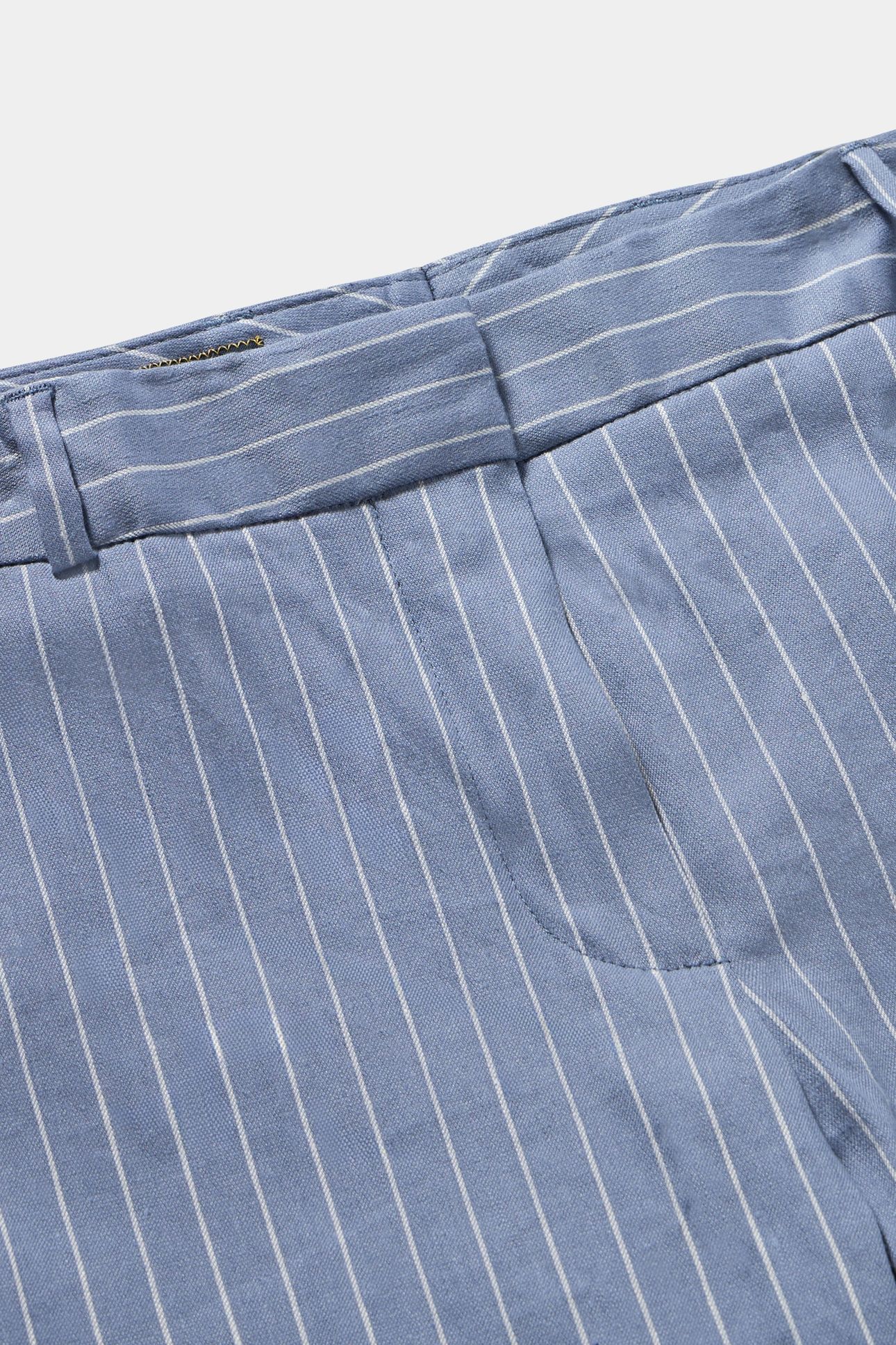PINSTRIPE LINEN BLEND TROUSERS LIGHT BLUE 7