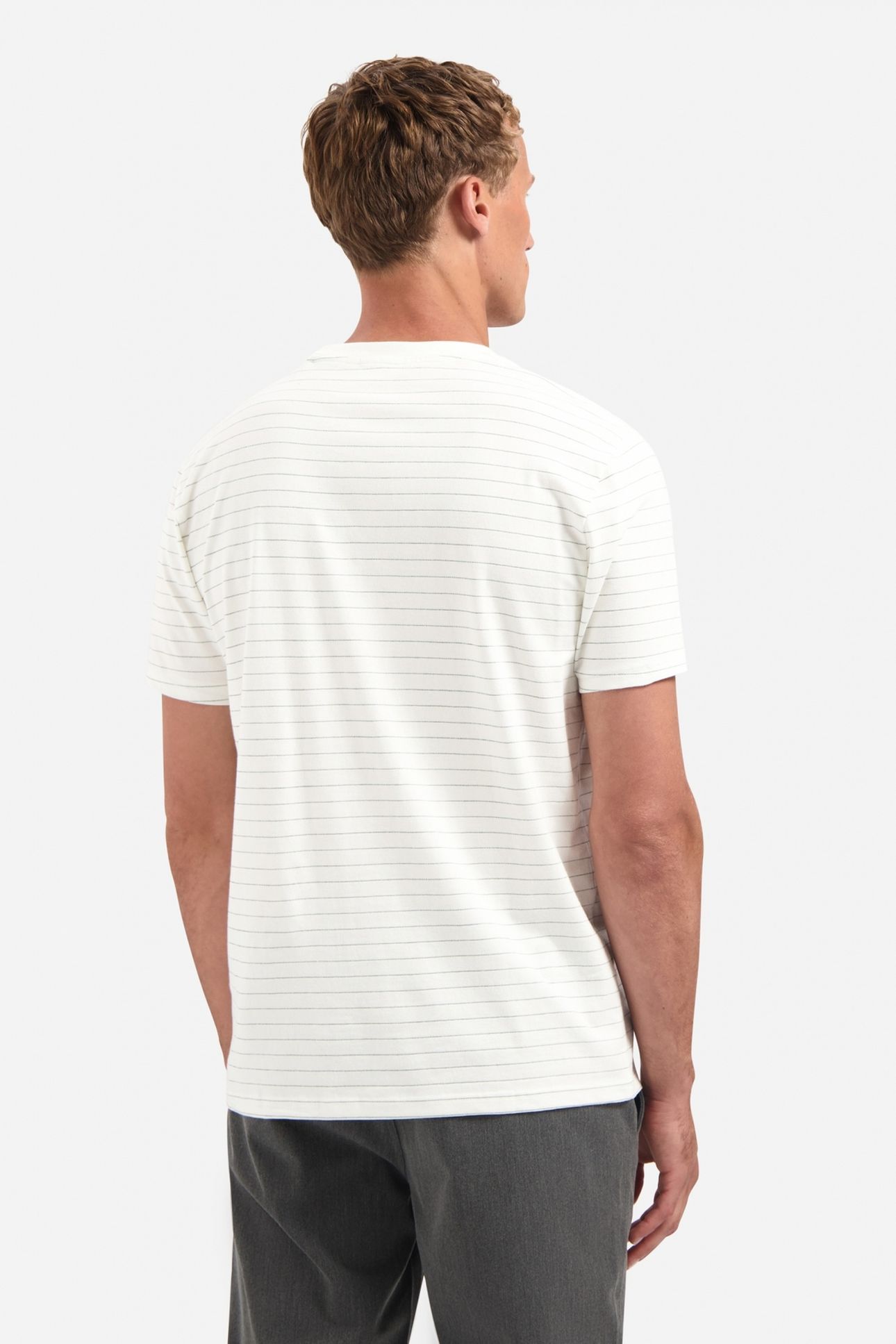 T-SHIRT CREWNECK YARN DYED PIN STRIPE OFFWHITE 2