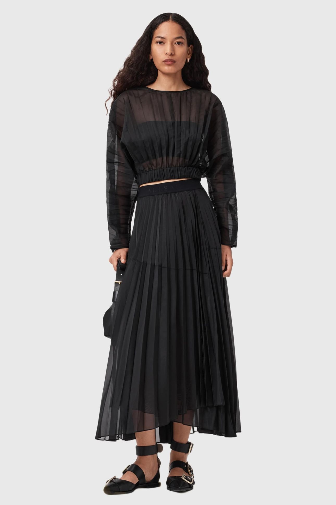 MICAELA PLEAT TOP BLACK 1