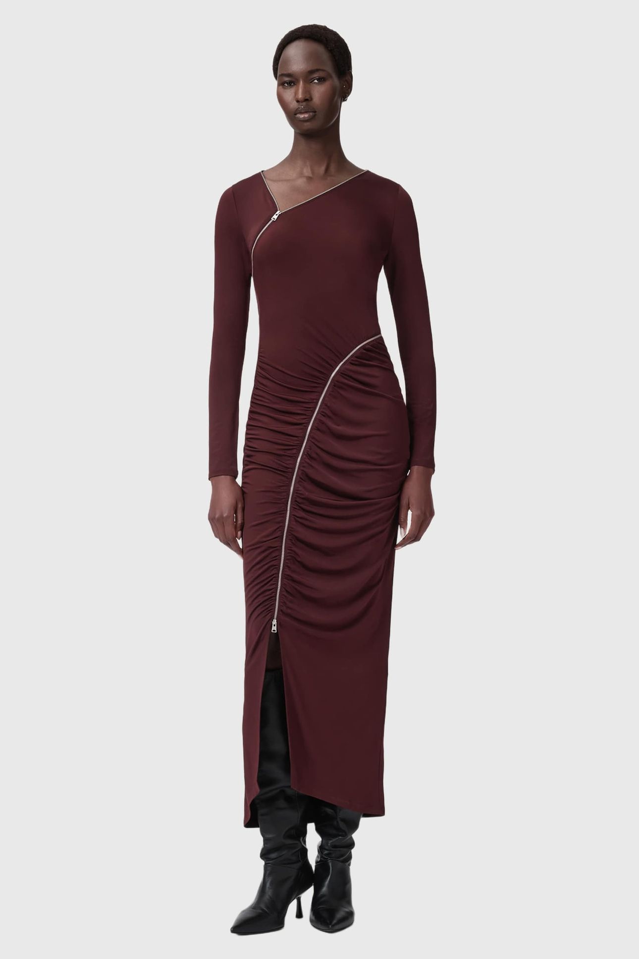 ELSIE ZIPPER DRESS OXBLOOD RED 1