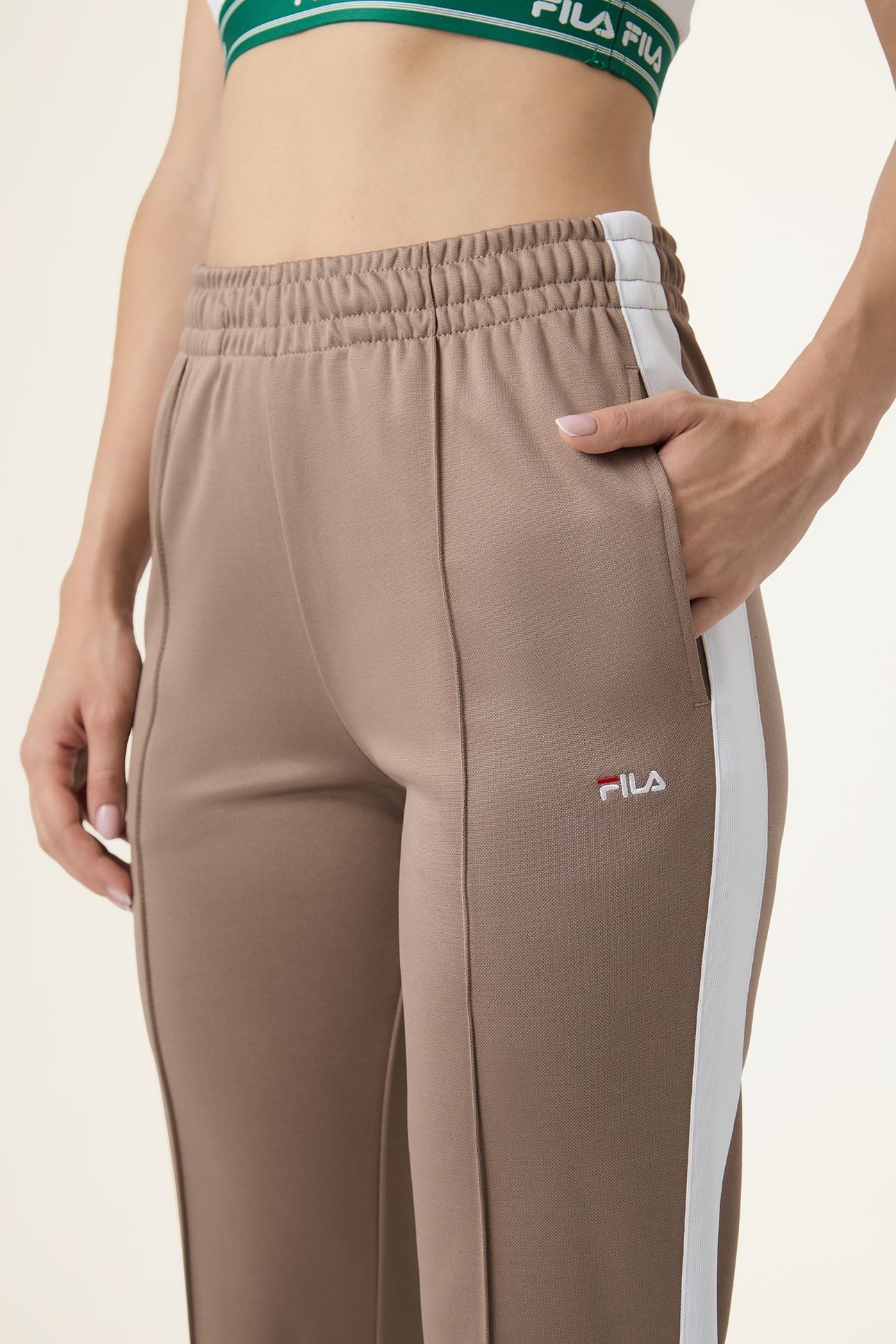 SAGANO STRAIGHT TAPED TRACK PANTS TAUPE GRAY 6