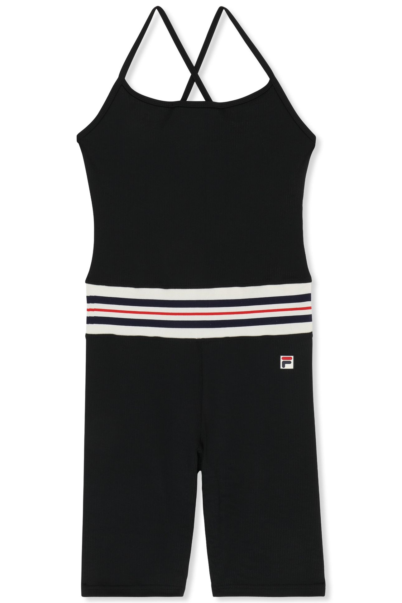 BIENTINA SHORT HERITAGE TAPE ACTIVE JUMPSUIT BLACK 5