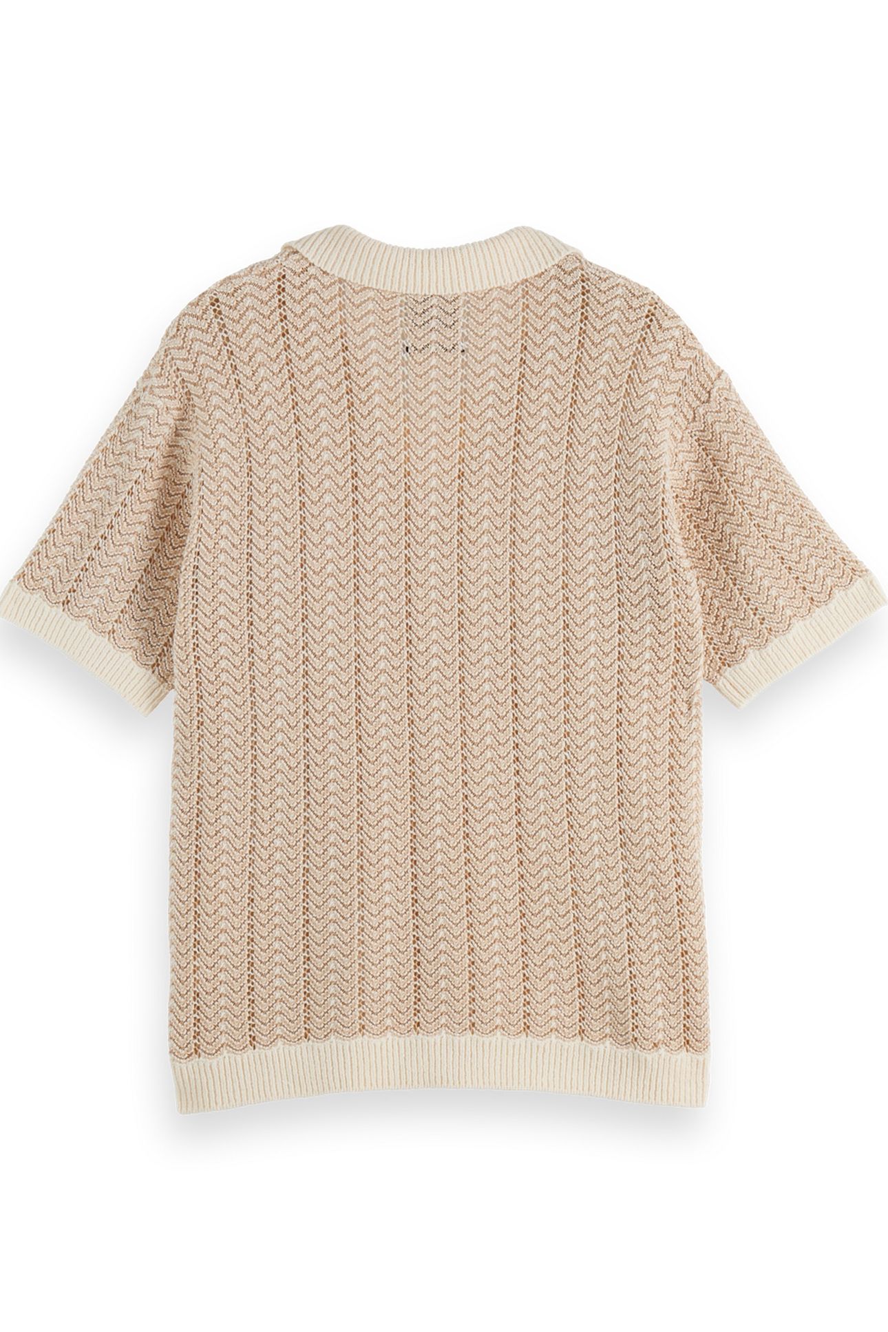 OPEN STRUCTURED KNITTED V-NECK POLO EGGNOG 5